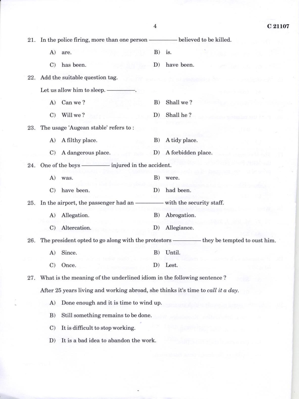 CUCAT 2022 M.Lib.I.Sc Question Paper - Page 4