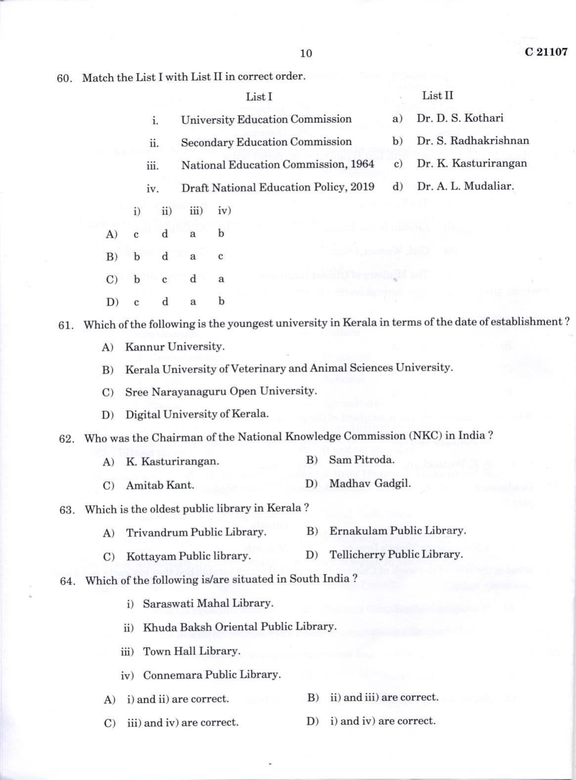 CUCAT 2022 M.Lib.I.Sc Question Paper - Page 10
