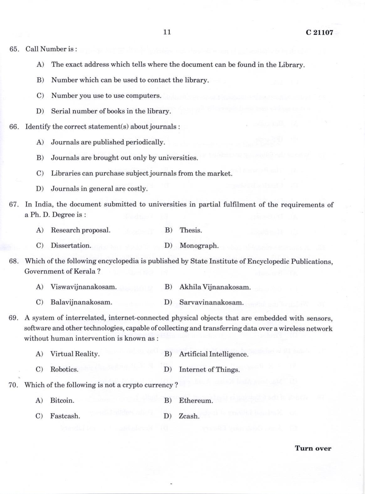 CUCAT 2022 M.Lib.I.Sc Question Paper - Page 11