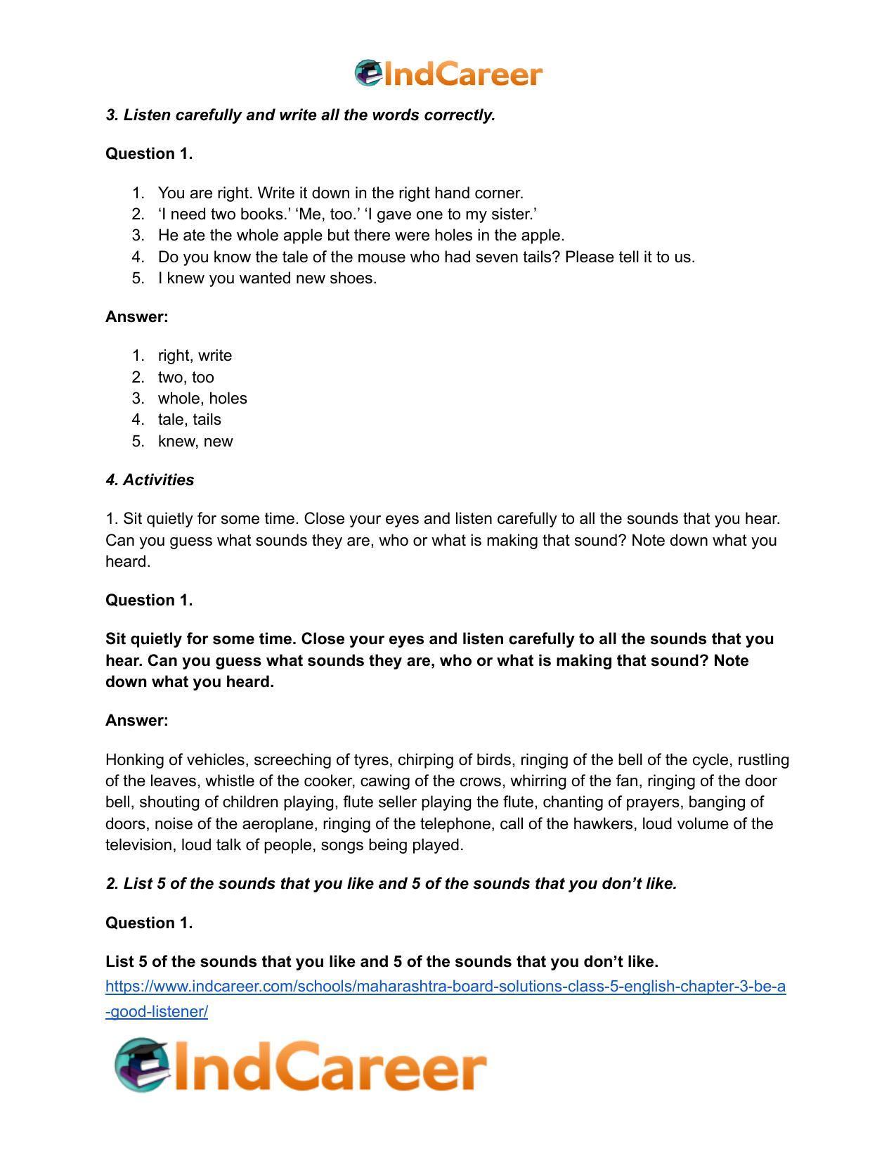 Maharashtra Board Solutions Class 5-English: Chapter 3- Be a Good Listener - Page 3