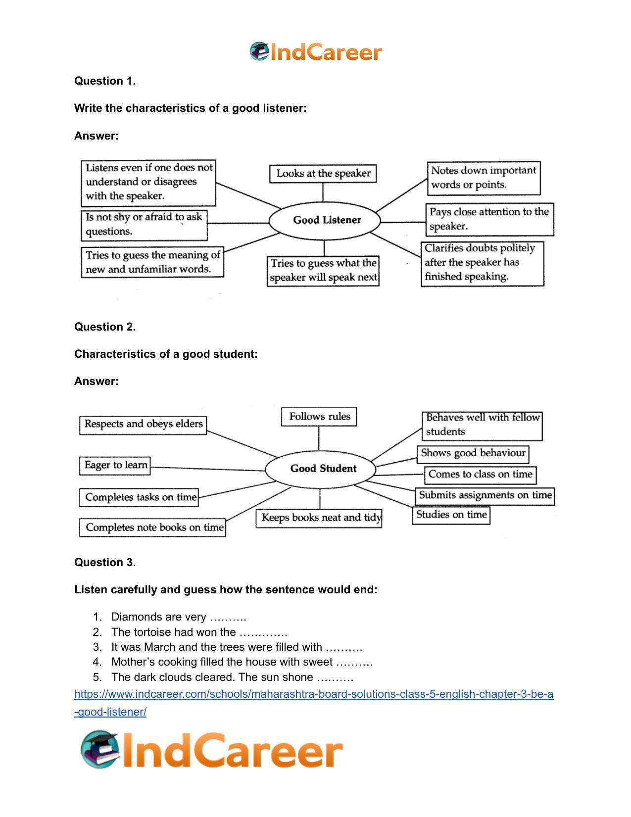 Maharashtra Board Solutions Class 5-English: Chapter 3- Be a Good Listener - Page 5