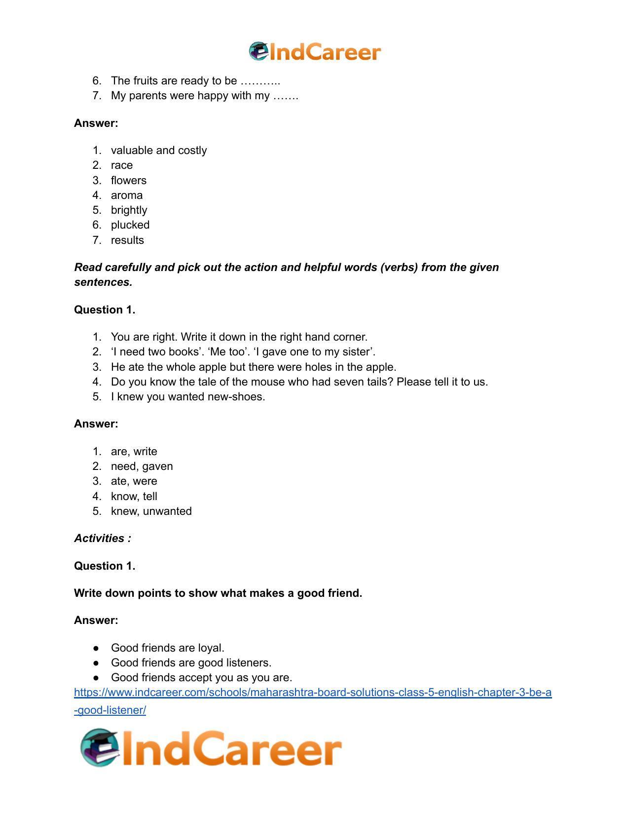 Maharashtra Board Solutions Class 5-English: Chapter 3- Be a Good Listener - Page 6