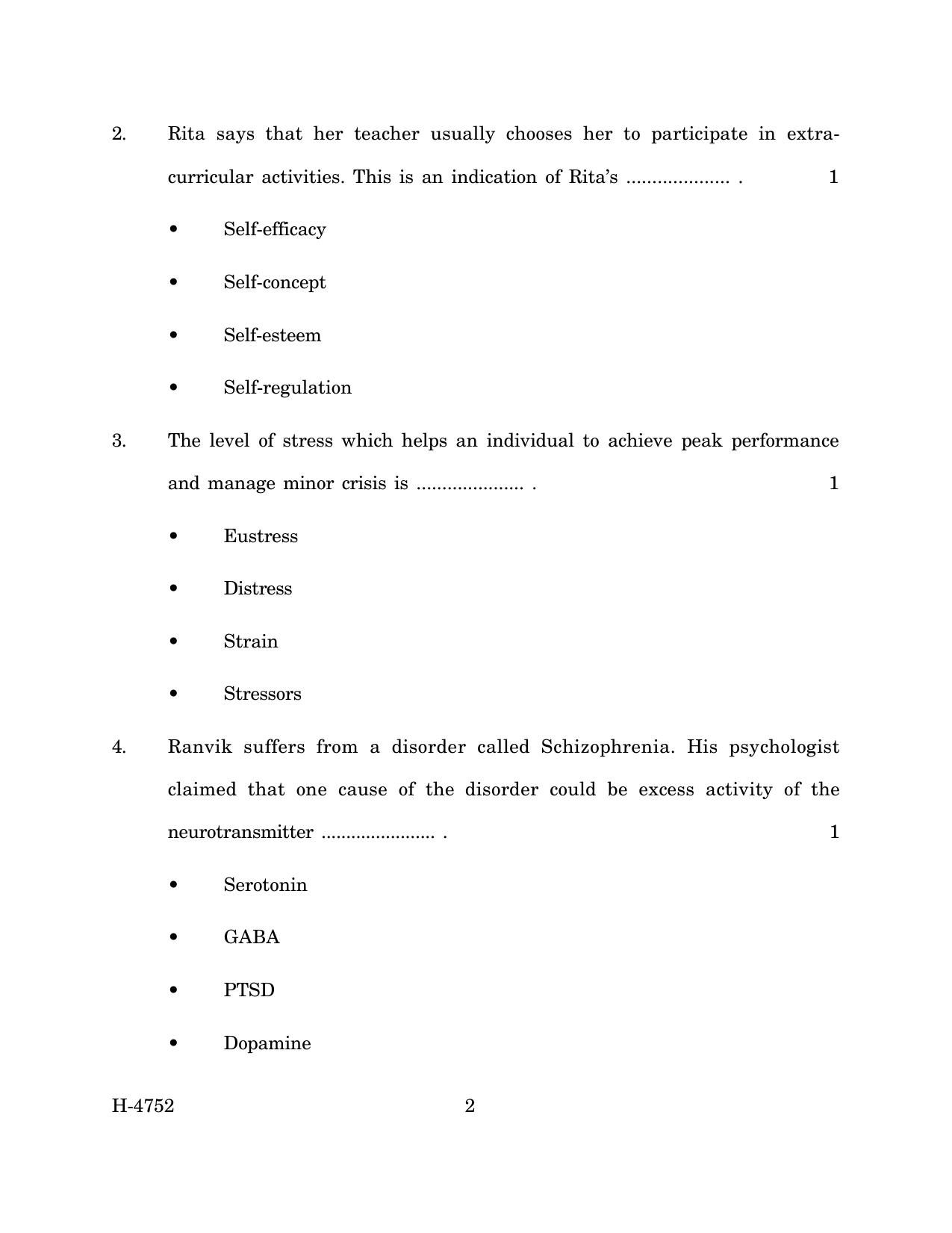 Goa Board Class 12 Psychology (March 2024) Question Paper - Page 2
