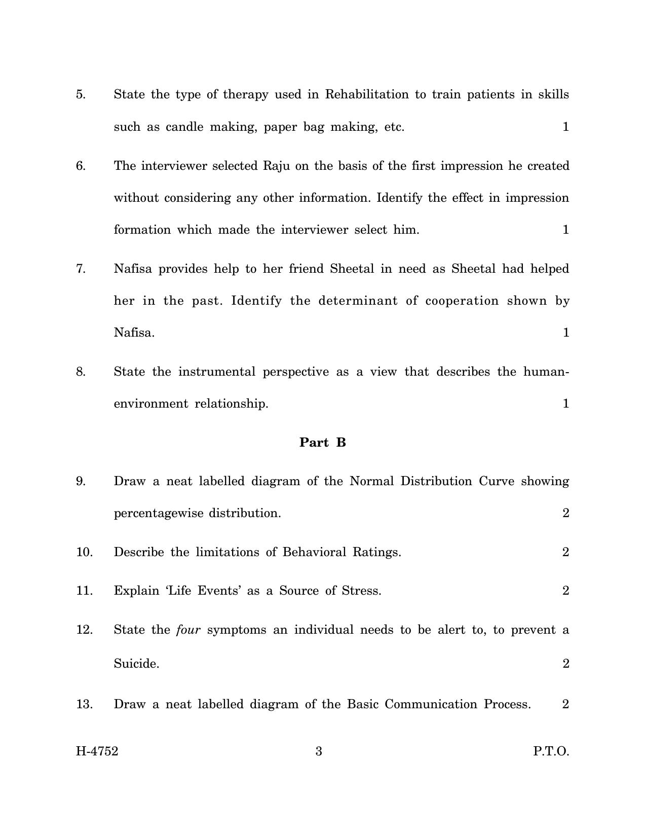 Goa Board Class 12 Psychology (March 2024) Question Paper - Page 3