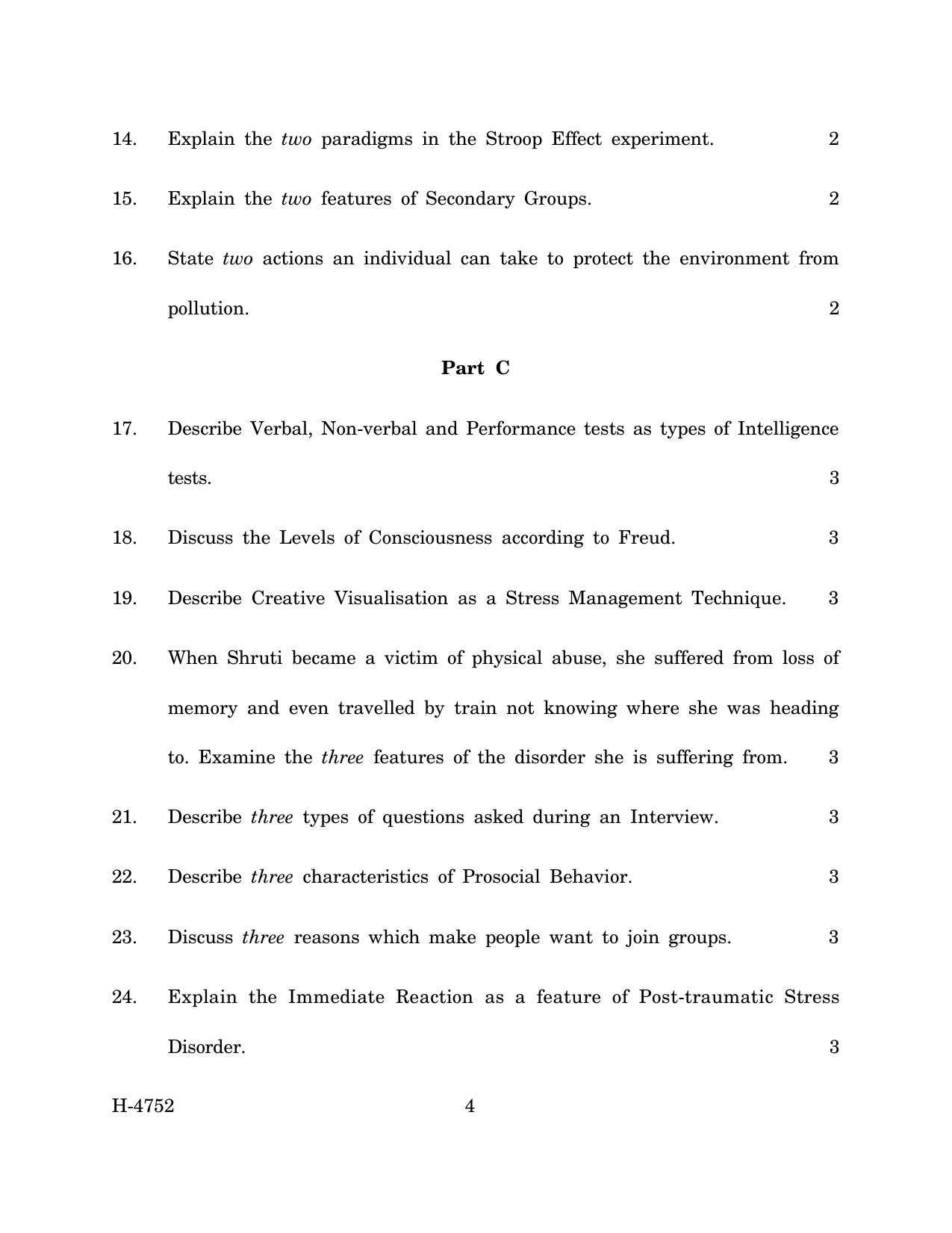 Goa Board Class 12 Psychology (March 2024) Question Paper - Page 4