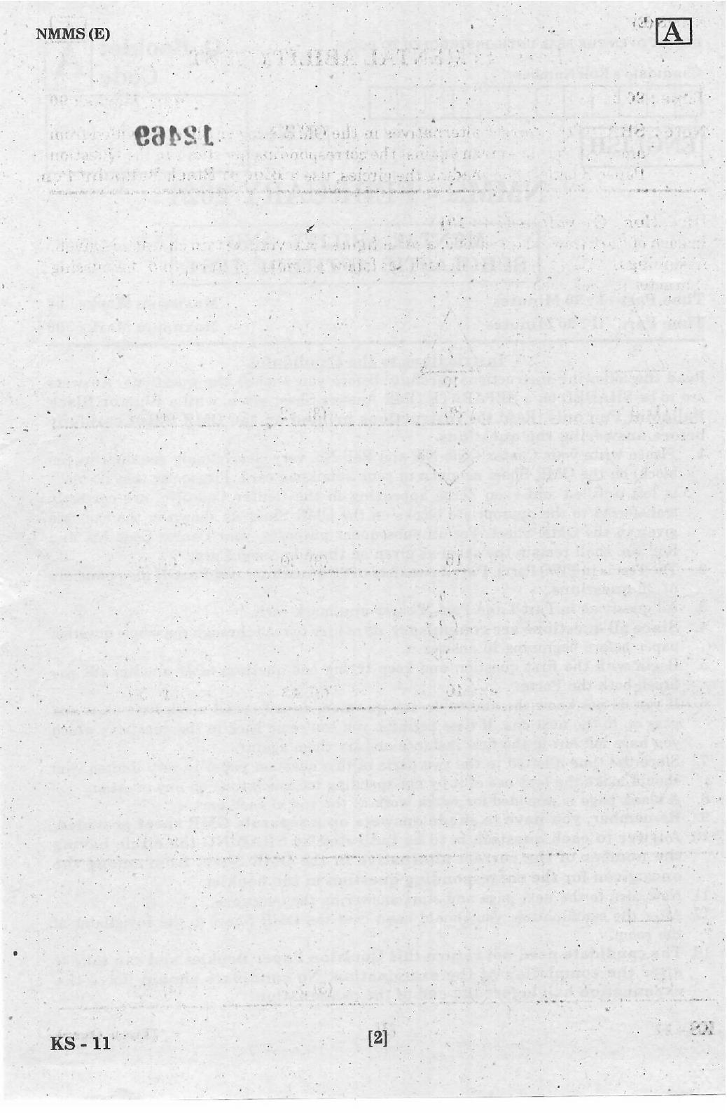 NMMS Feb 2021 Booklet Code-A (English Medium) - Page 2