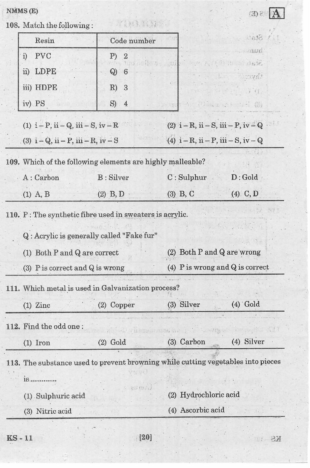 NMMS Feb 2021 Booklet Code-A (English Medium) - Page 20