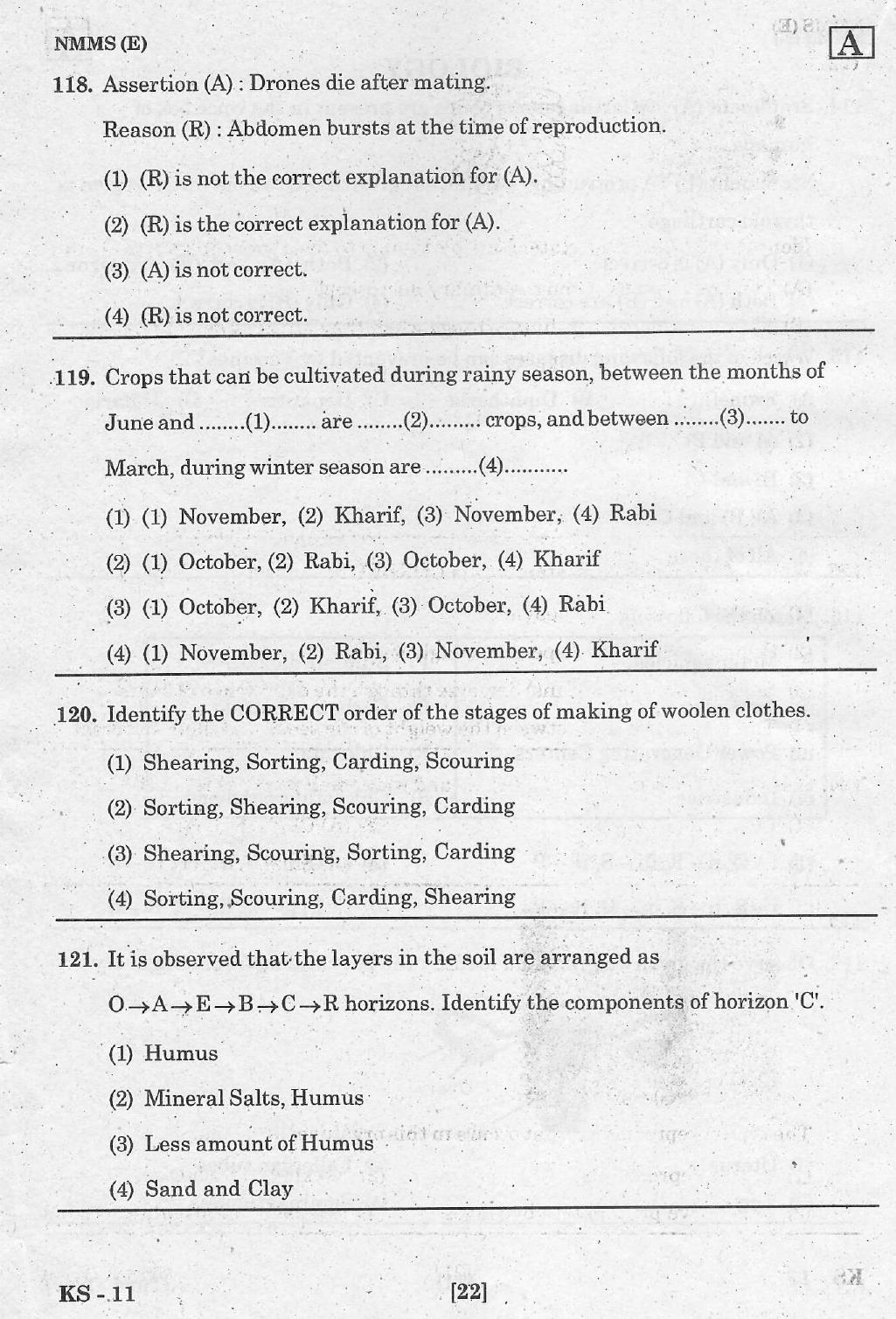NMMS Feb 2021 Booklet Code-A (English Medium) - Page 22