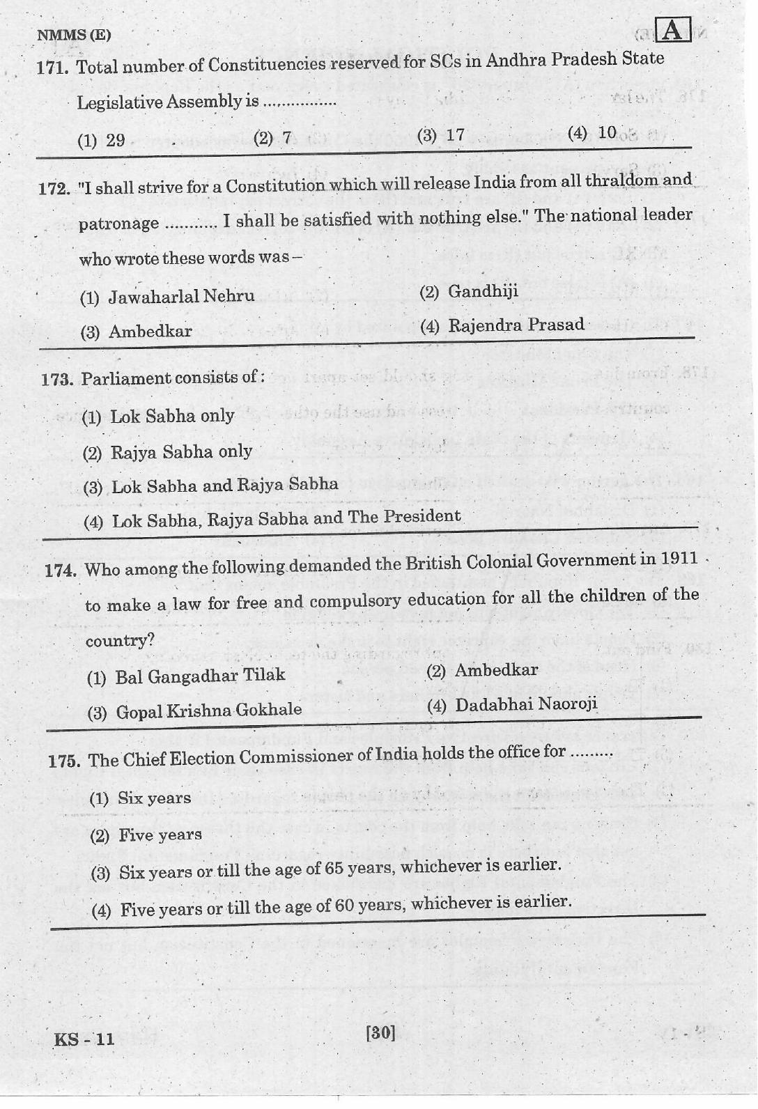 NMMS Feb 2021 Booklet Code-A (English Medium) - Page 30