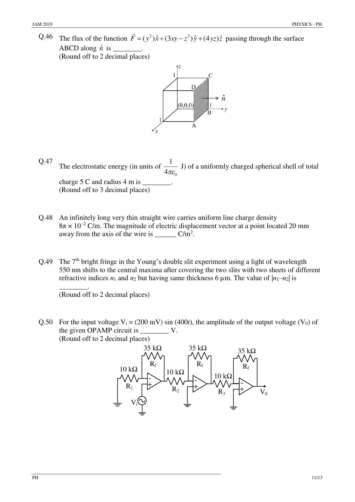 JAM 2019: PH Question Paper - Page 11