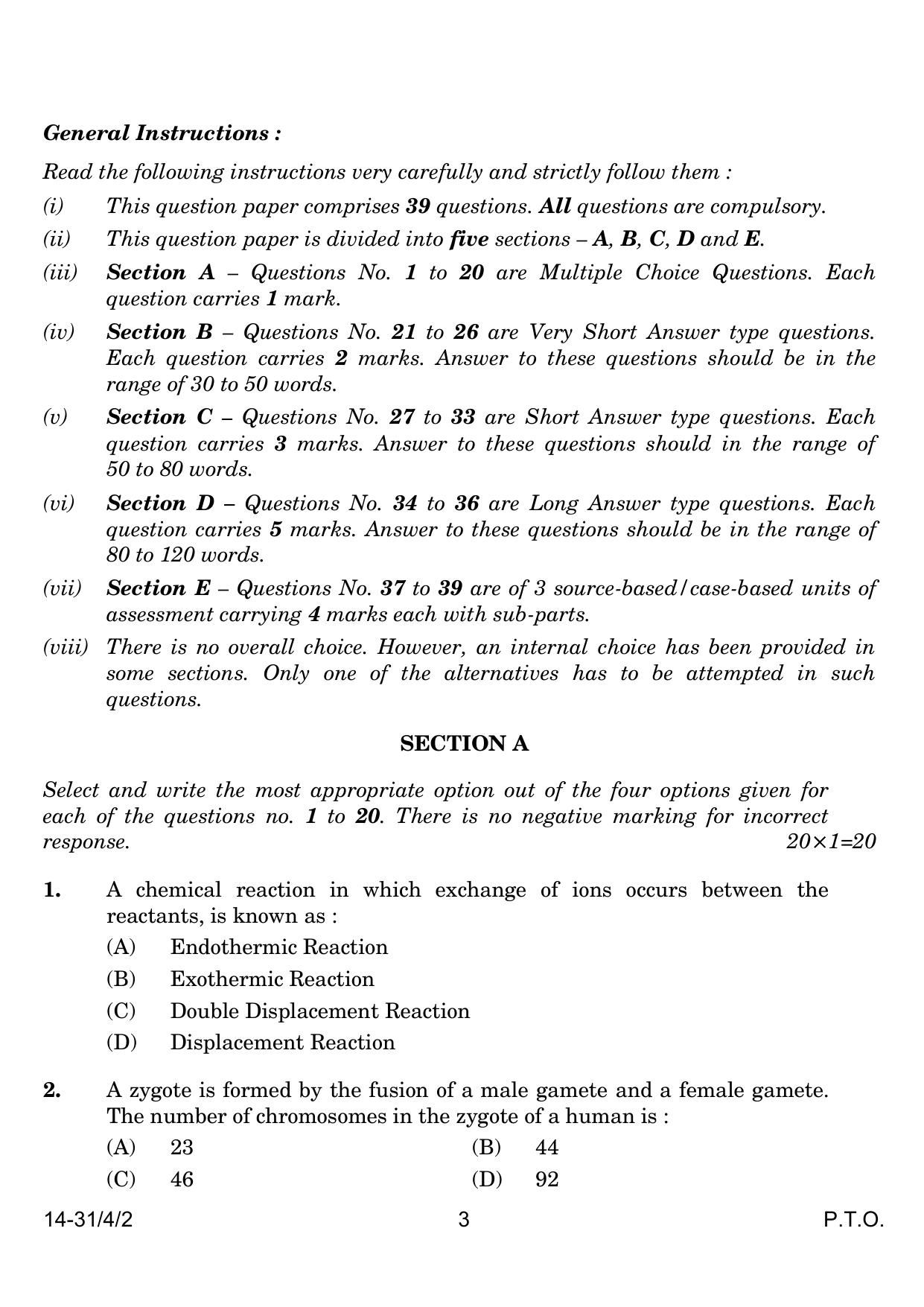 CBSE Class 10 31-4-2 Science 2024 Question Paper - Page 3