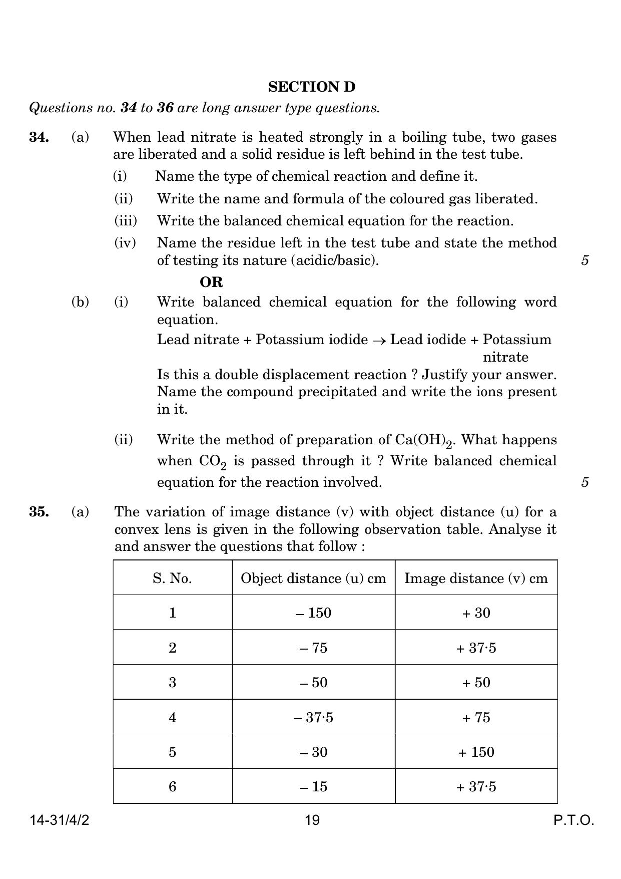 CBSE Class 10 31-4-2 Science 2024 Question Paper - Page 19