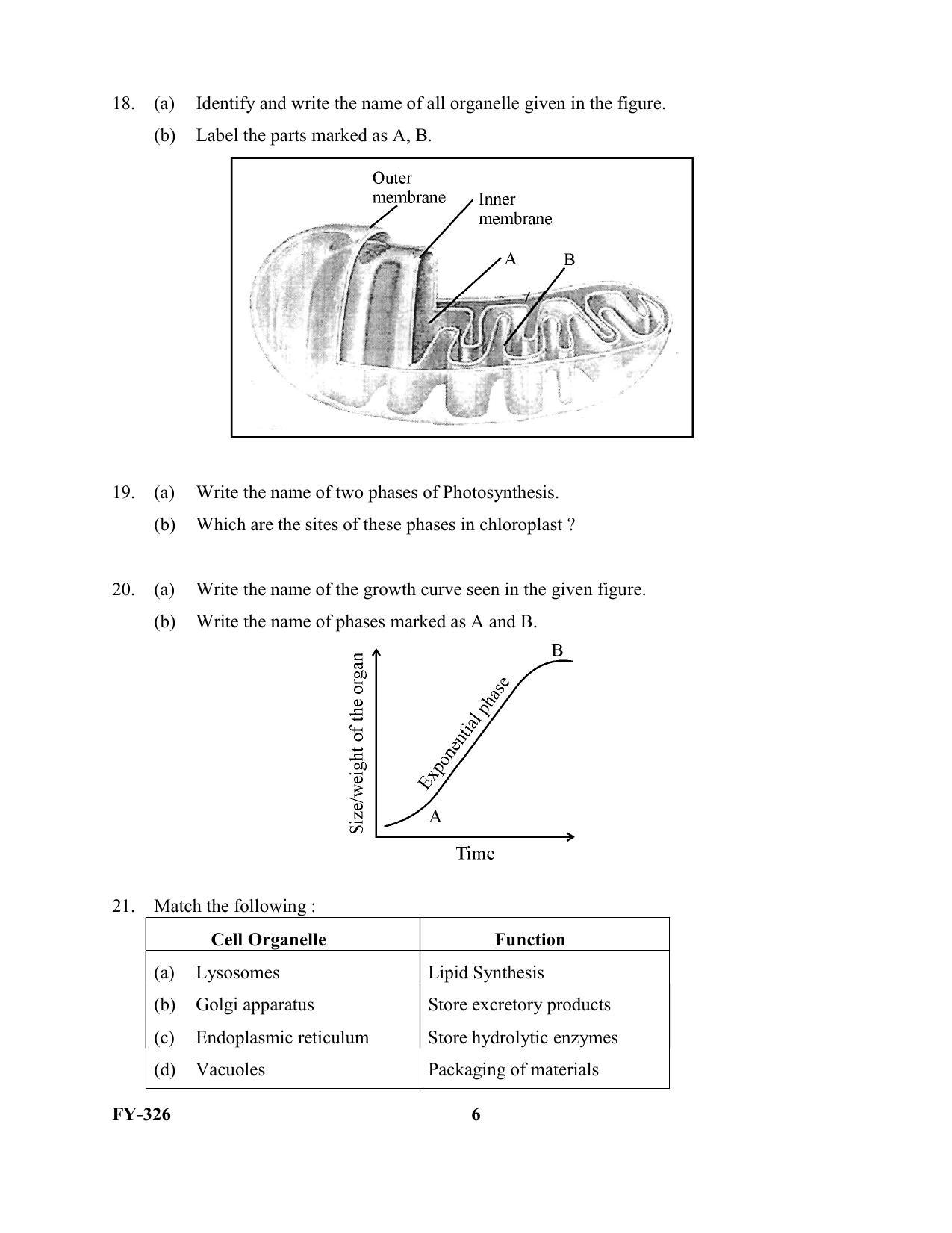 Kerala Plus One 2021 Biology Question Paper (Model) - Page 6