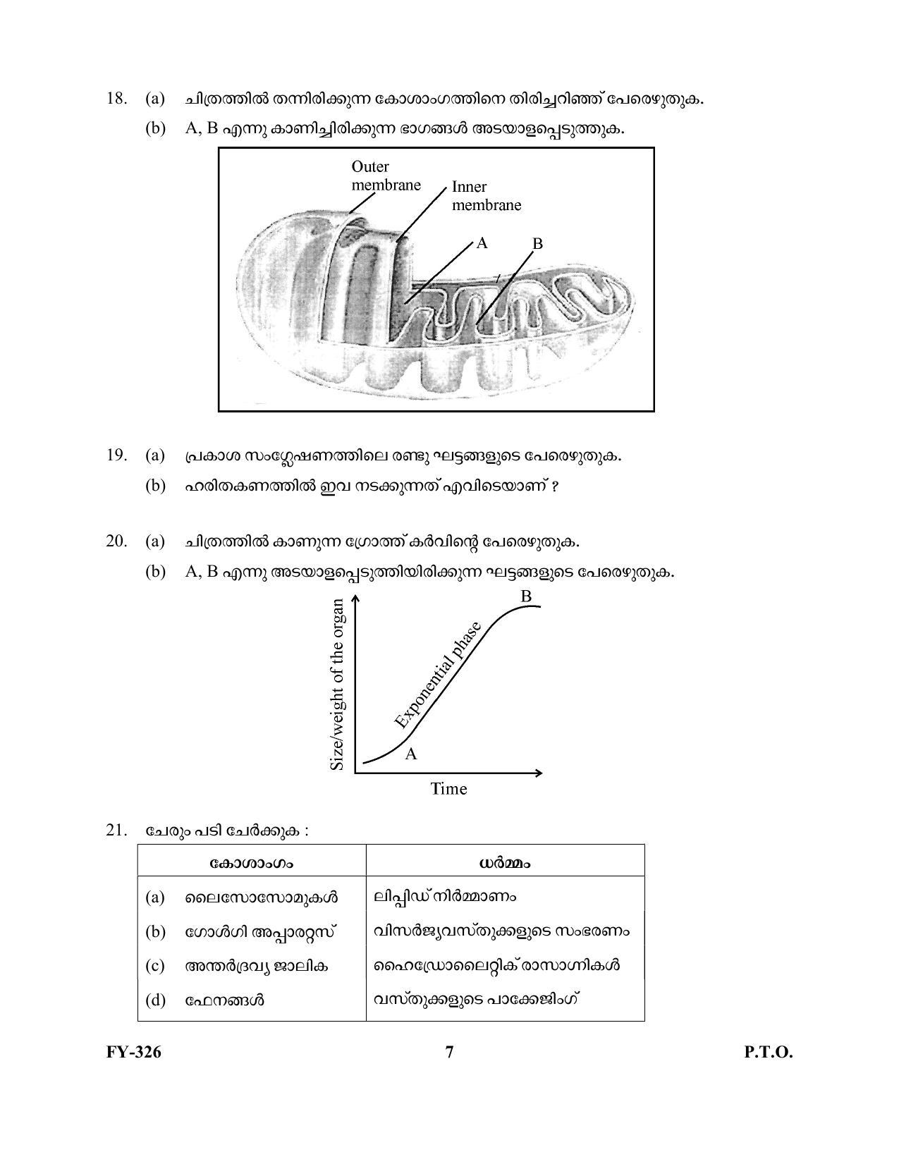 Kerala Plus One 2021 Biology Question Paper (Model) - Page 7