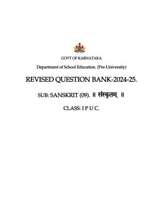 Karnataka 1st PUC Question Bank 2025 - Sanskrit