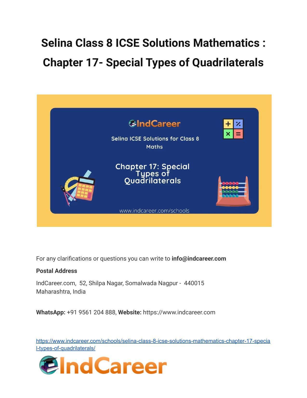 Selina Class 8 ICSE Solutions Mathematics : Chapter 17- Special Types of Quadrilaterals - Page 1