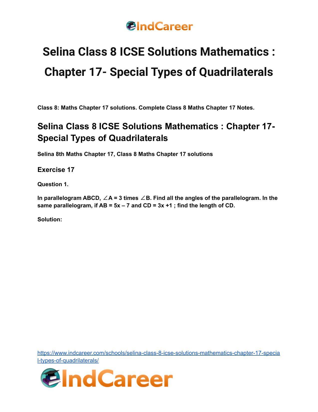 Selina Class 8 ICSE Solutions Mathematics : Chapter 17- Special Types of Quadrilaterals - Page 2
