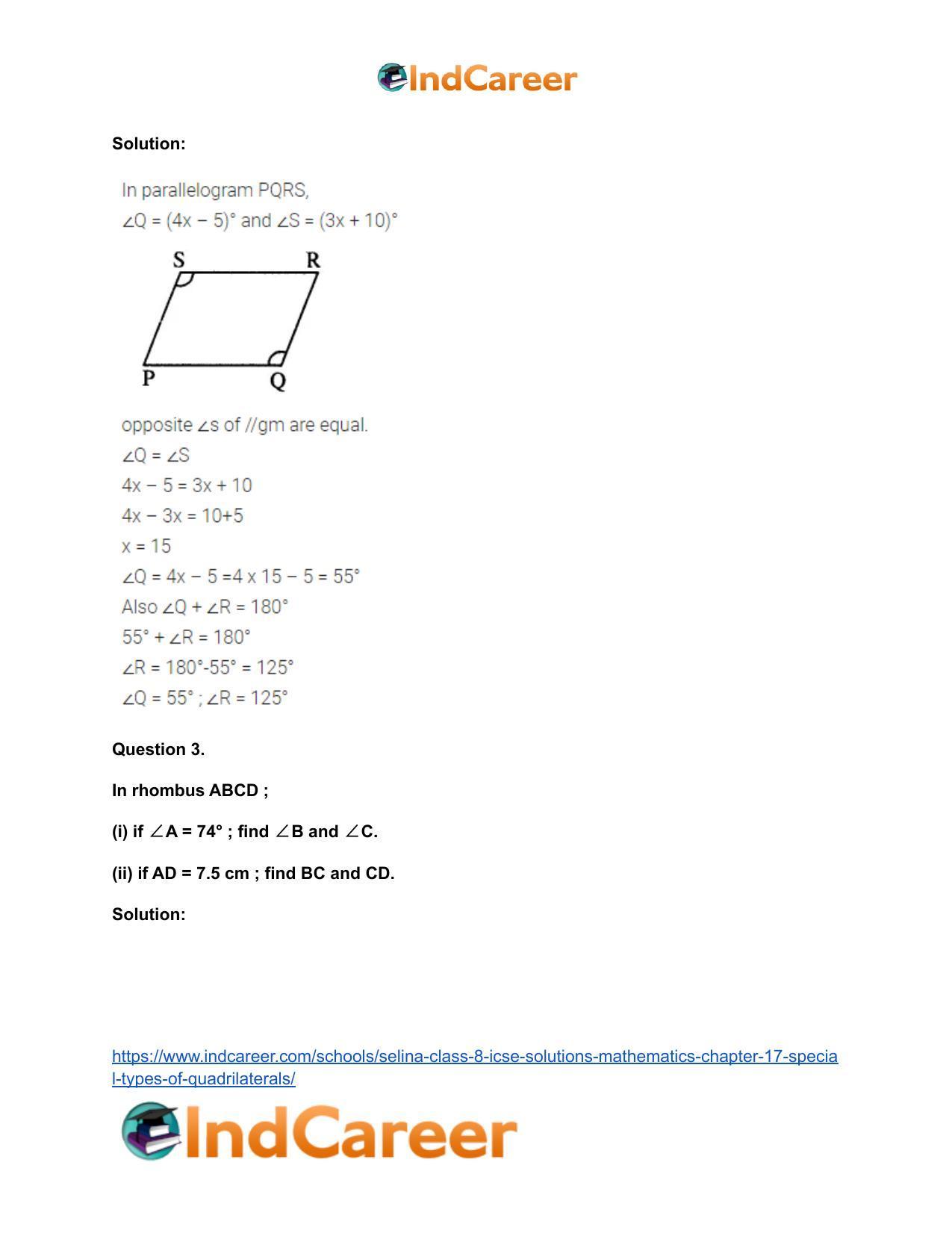 Selina Class 8 ICSE Solutions Mathematics : Chapter 17- Special Types of Quadrilaterals - Page 4