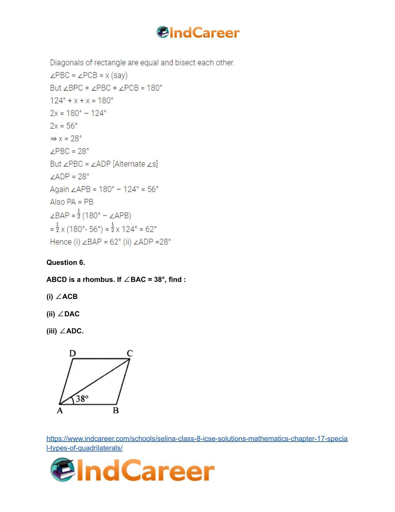 Selina Class 8 ICSE Solutions Mathematics : Chapter 17- Special Types of Quadrilaterals - Page 8