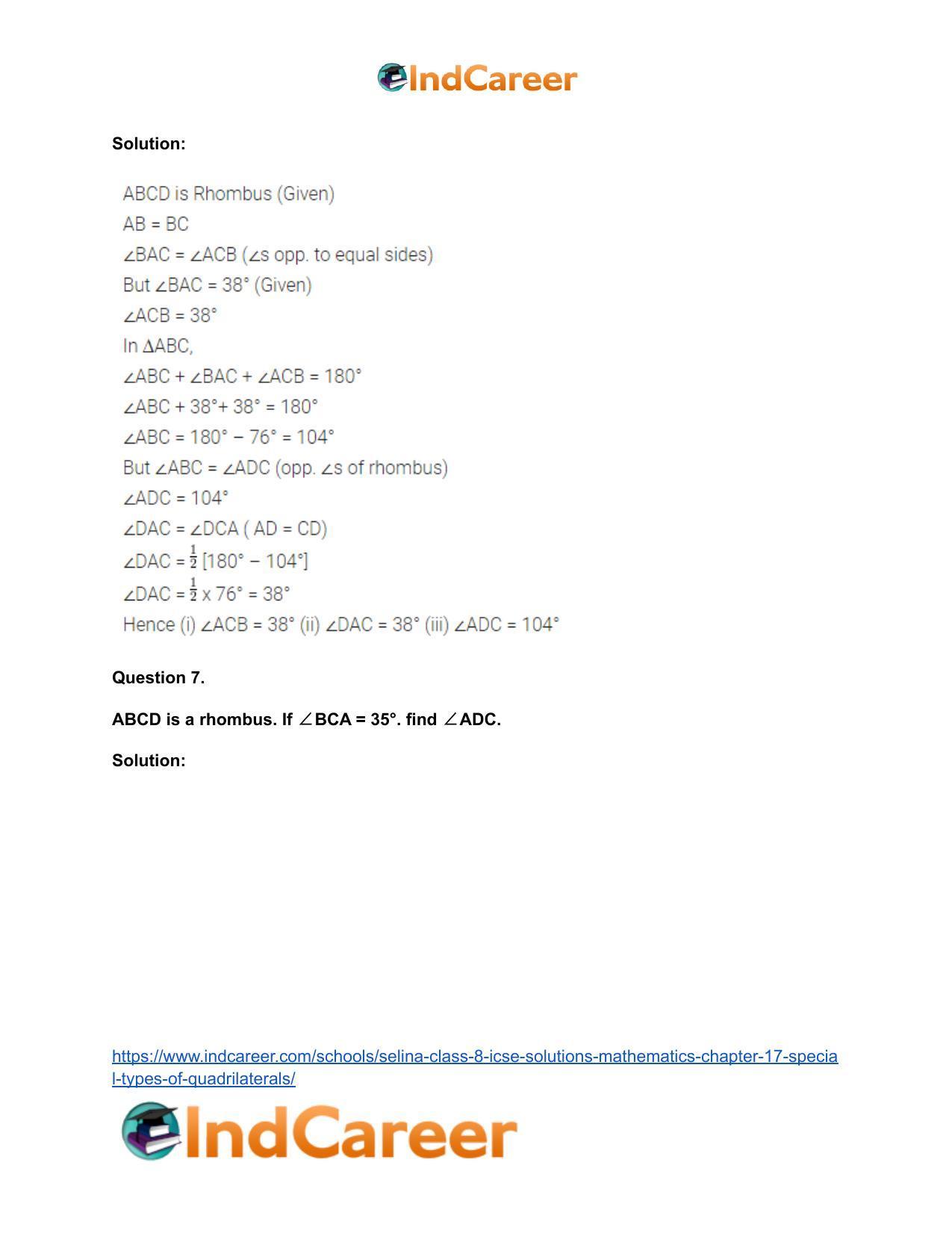 Selina Class 8 ICSE Solutions Mathematics : Chapter 17- Special Types of Quadrilaterals - Page 9