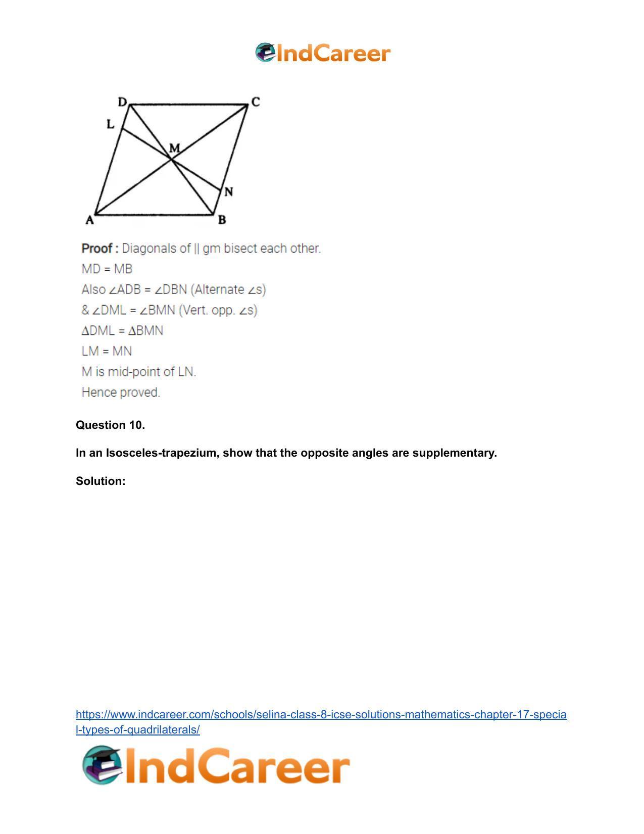 Selina Class 8 ICSE Solutions Mathematics : Chapter 17- Special Types of Quadrilaterals - Page 12
