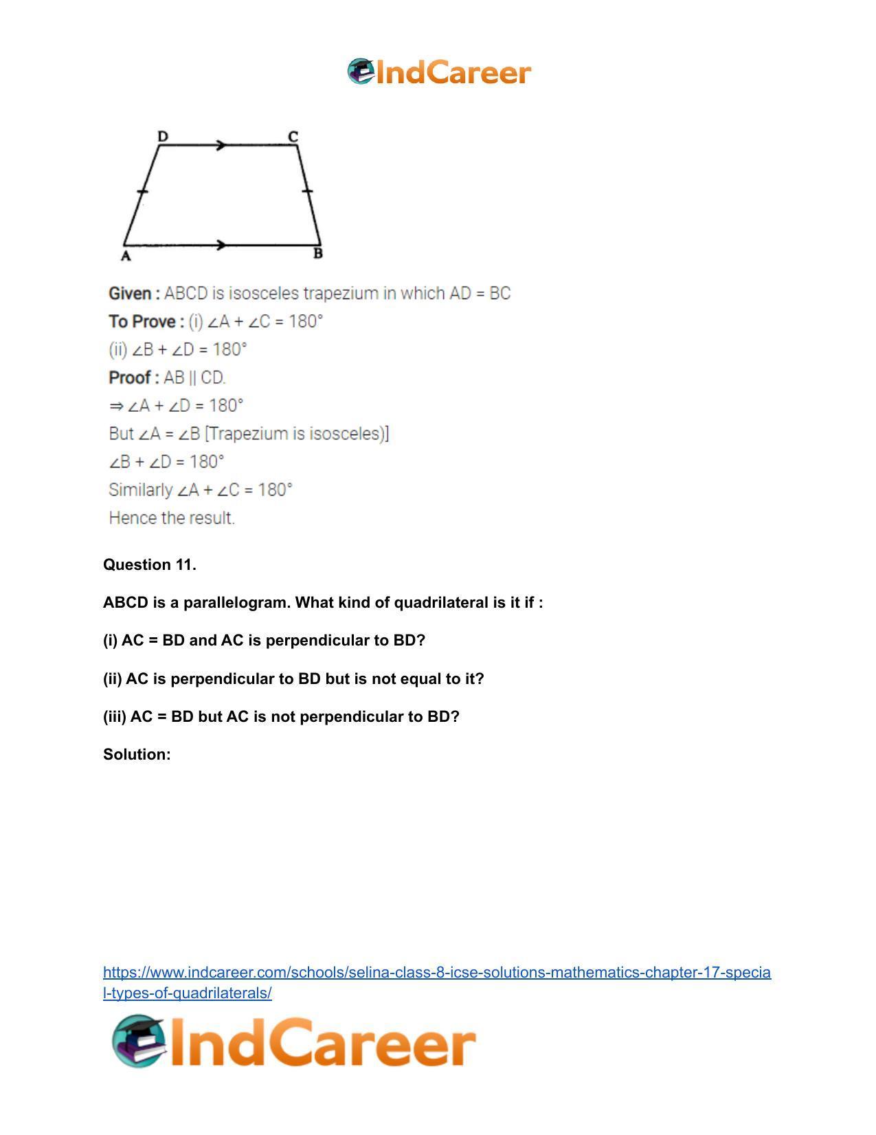 Selina Class 8 ICSE Solutions Mathematics : Chapter 17- Special Types of Quadrilaterals - Page 13