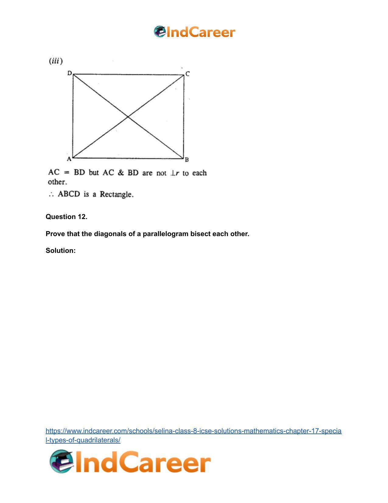 Selina Class 8 ICSE Solutions Mathematics : Chapter 17- Special Types of Quadrilaterals - Page 15