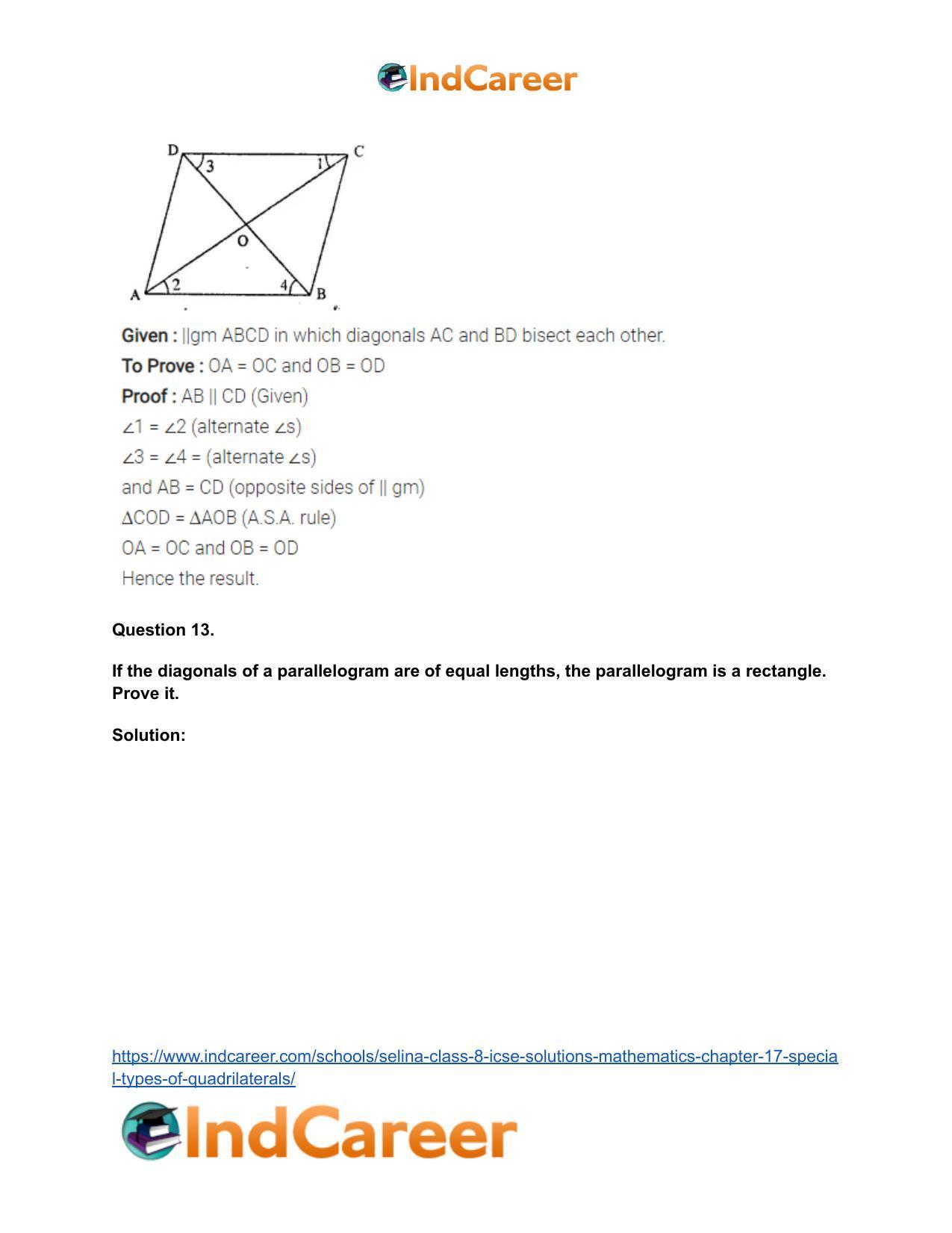 Selina Class 8 ICSE Solutions Mathematics : Chapter 17- Special Types of Quadrilaterals - Page 16