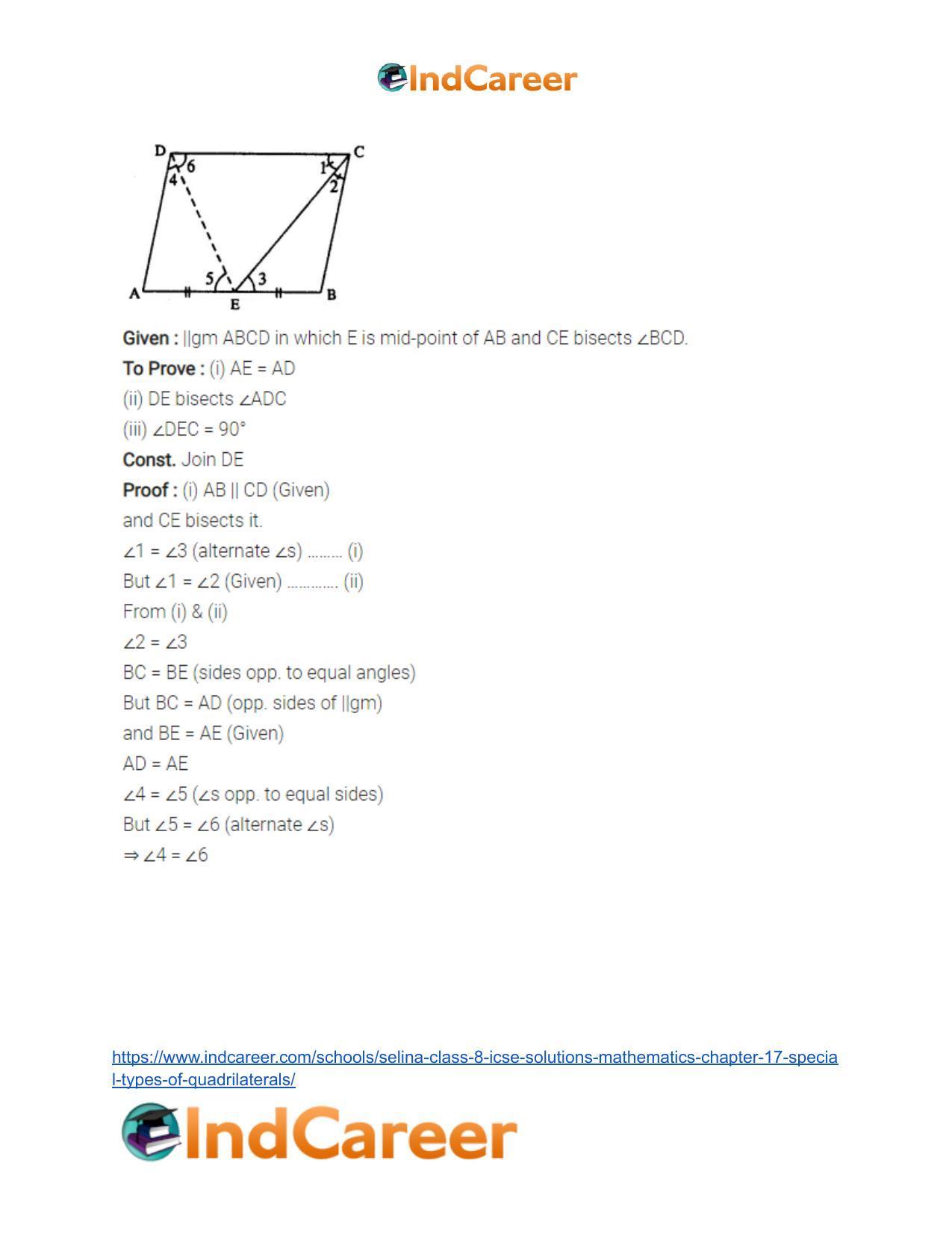 Selina Class 8 ICSE Solutions Mathematics : Chapter 17- Special Types of Quadrilaterals - Page 19