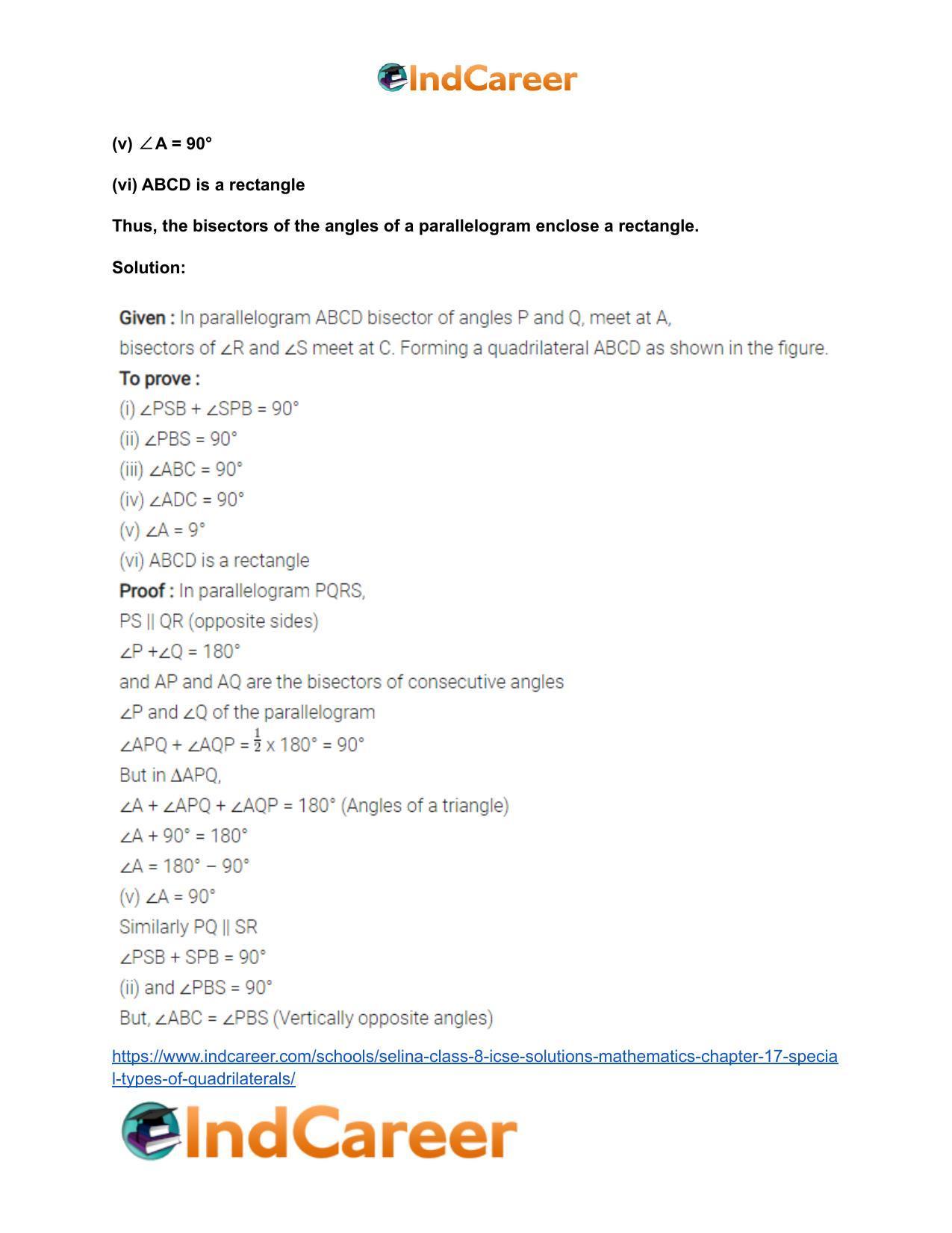 Selina Class 8 ICSE Solutions Mathematics : Chapter 17- Special Types of Quadrilaterals - Page 21