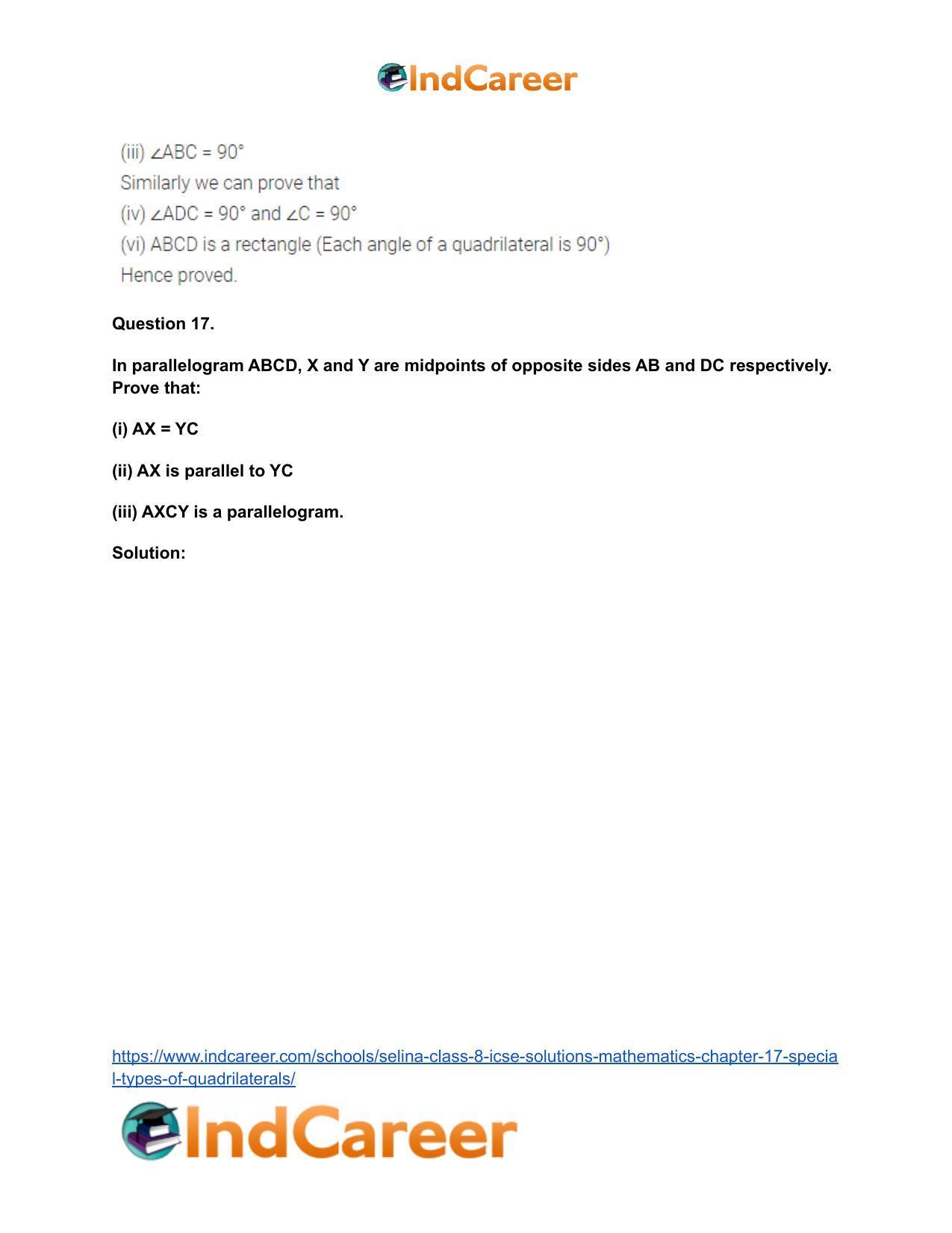 Selina Class 8 ICSE Solutions Mathematics : Chapter 17- Special Types of Quadrilaterals - Page 22