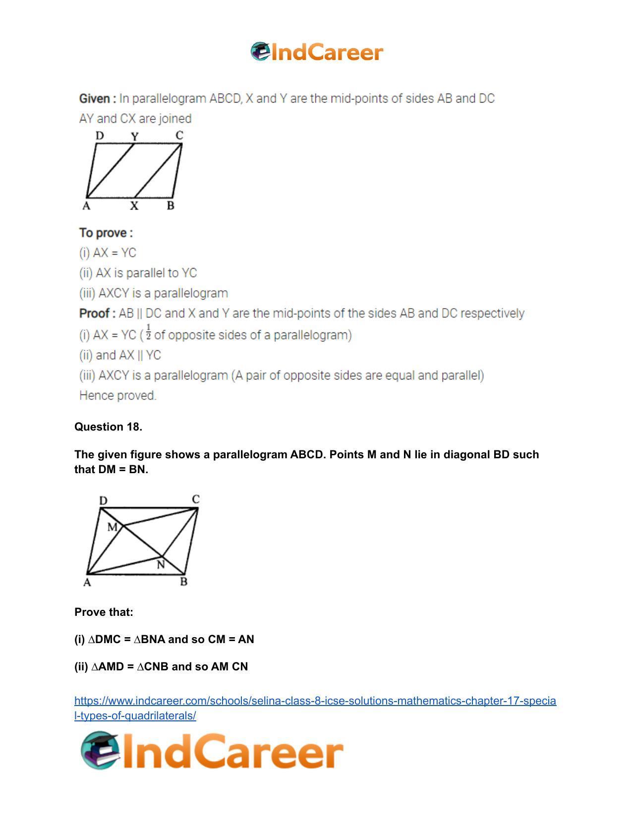 Selina Class 8 ICSE Solutions Mathematics : Chapter 17- Special Types of Quadrilaterals - Page 23
