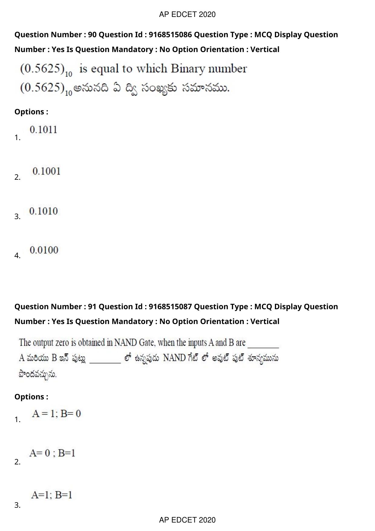 AP EDCET 2020 Physical Science Question Paper - Page 66