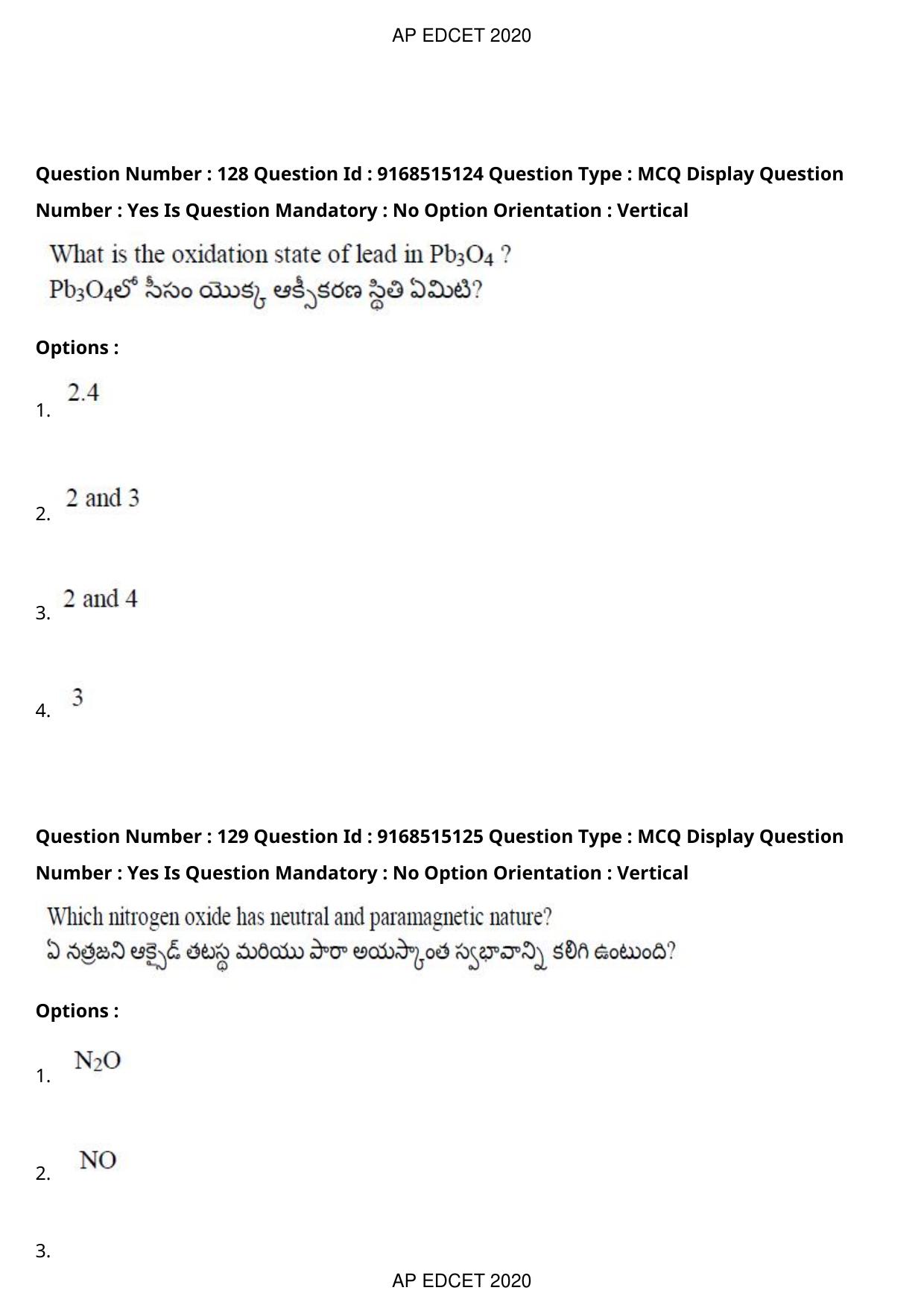AP EDCET 2020 Physical Science Question Paper - Page 92
