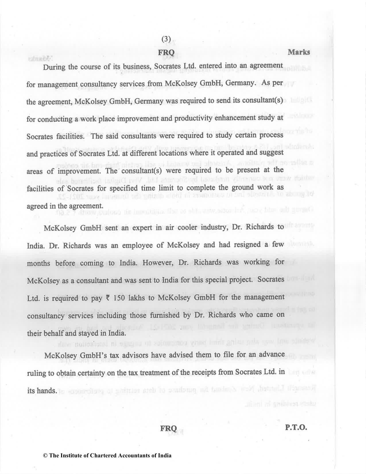 CA Final May 2022 Question Paper - Paper 6C – International Taxation - Page 3