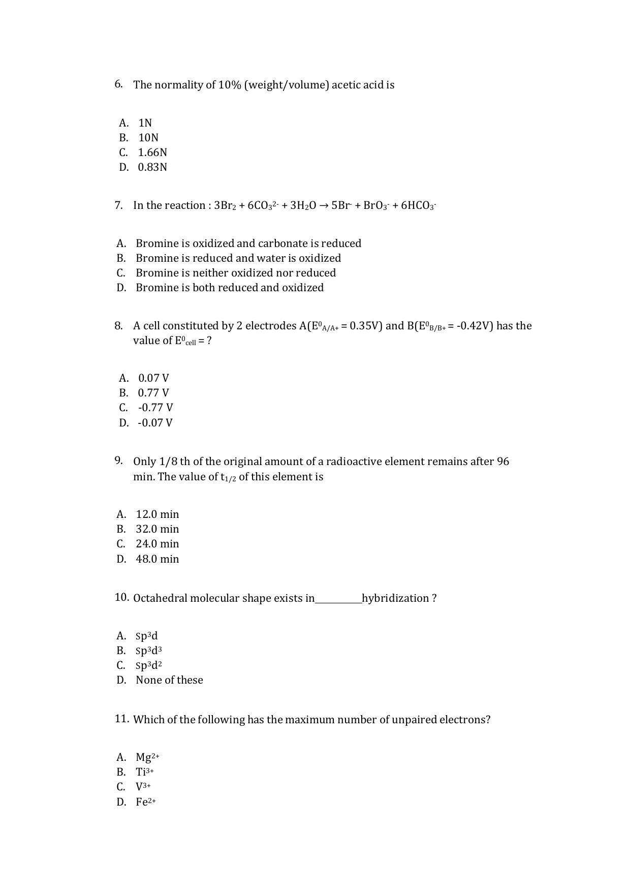 UG - Chemistry - IMU CET Model Question Papers - CET (Set-II) - Page 2