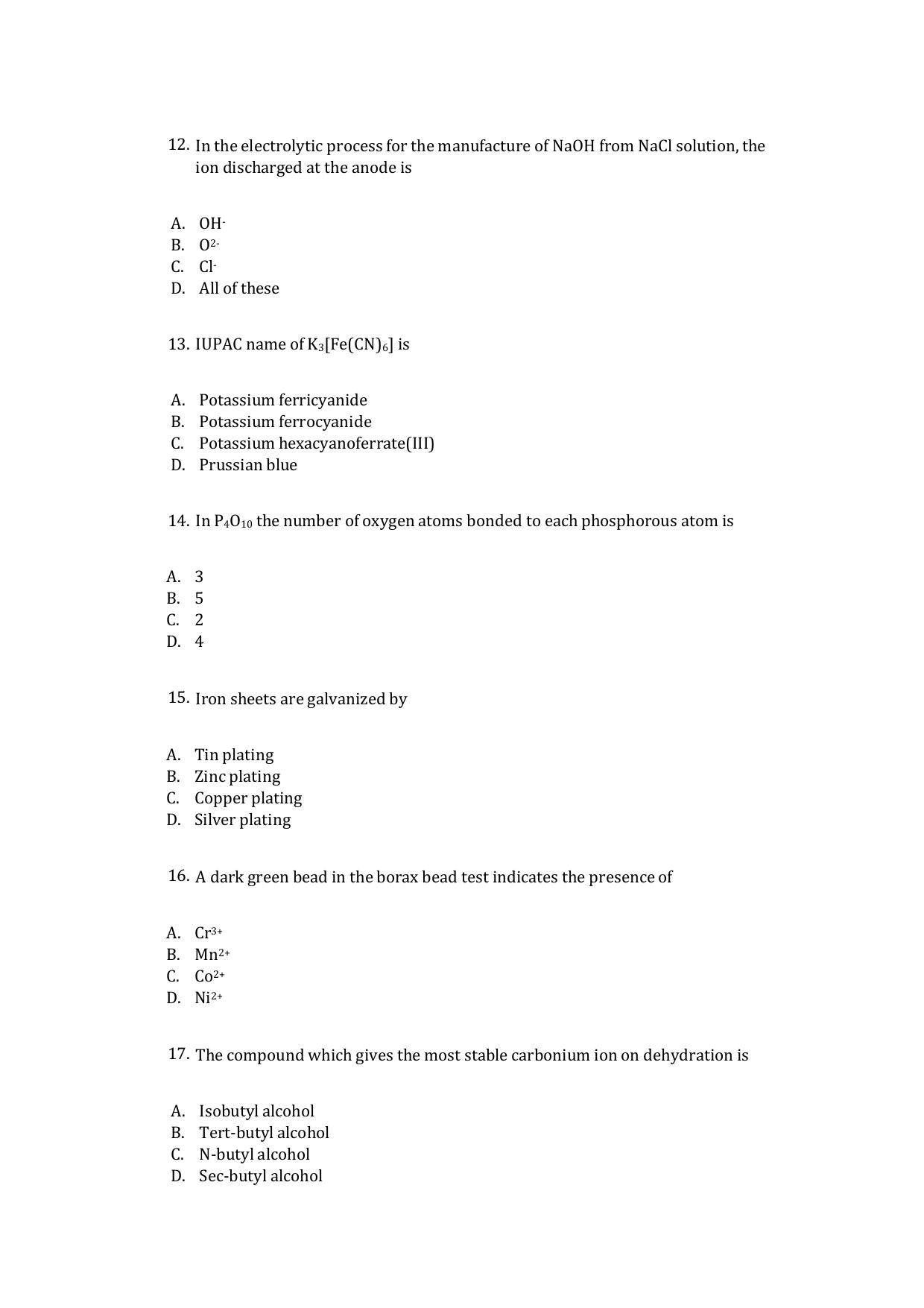 UG - Chemistry - IMU CET Model Question Papers - CET (Set-II) - Page 3