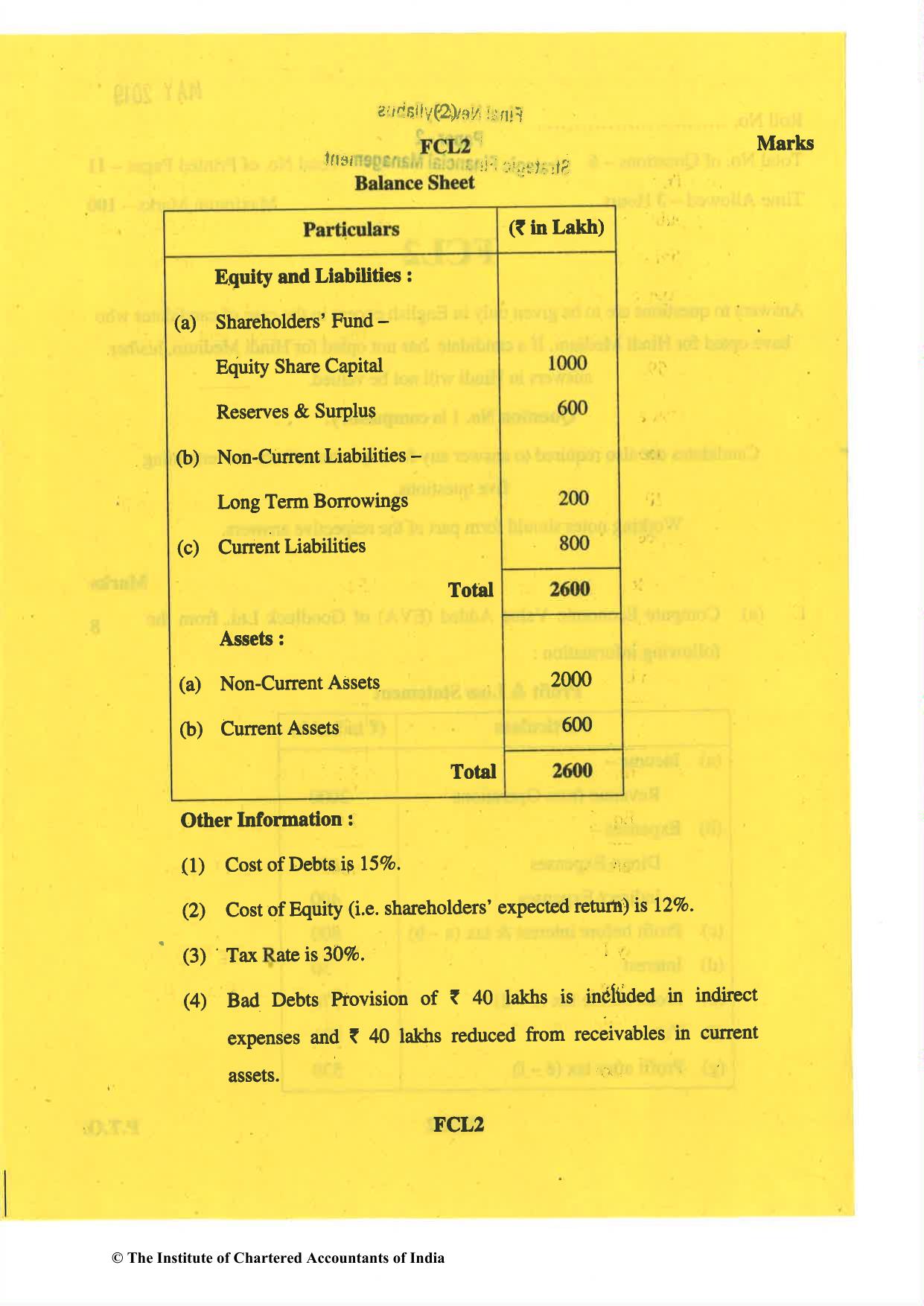 CA Final May 2019 Question Paper - Paper 2 – Strategic Financial Management - Page 2