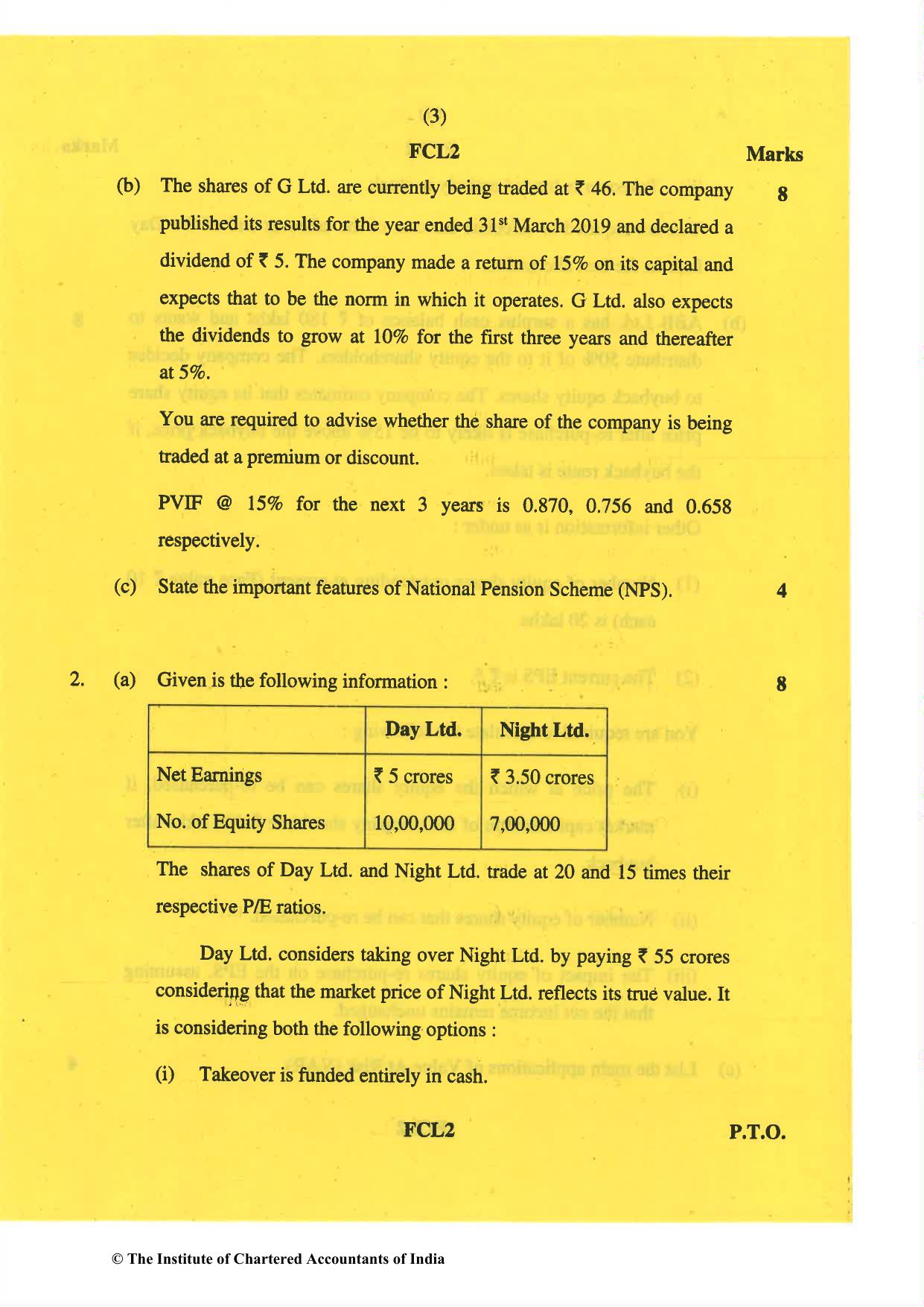 CA Final May 2019 Question Paper - Paper 2 – Strategic Financial Management - Page 3