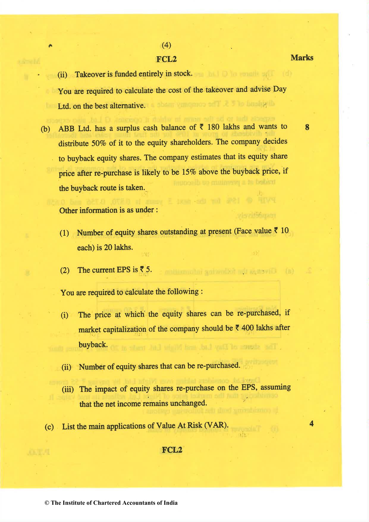 CA Final May 2019 Question Paper - Paper 2 – Strategic Financial Management - Page 4