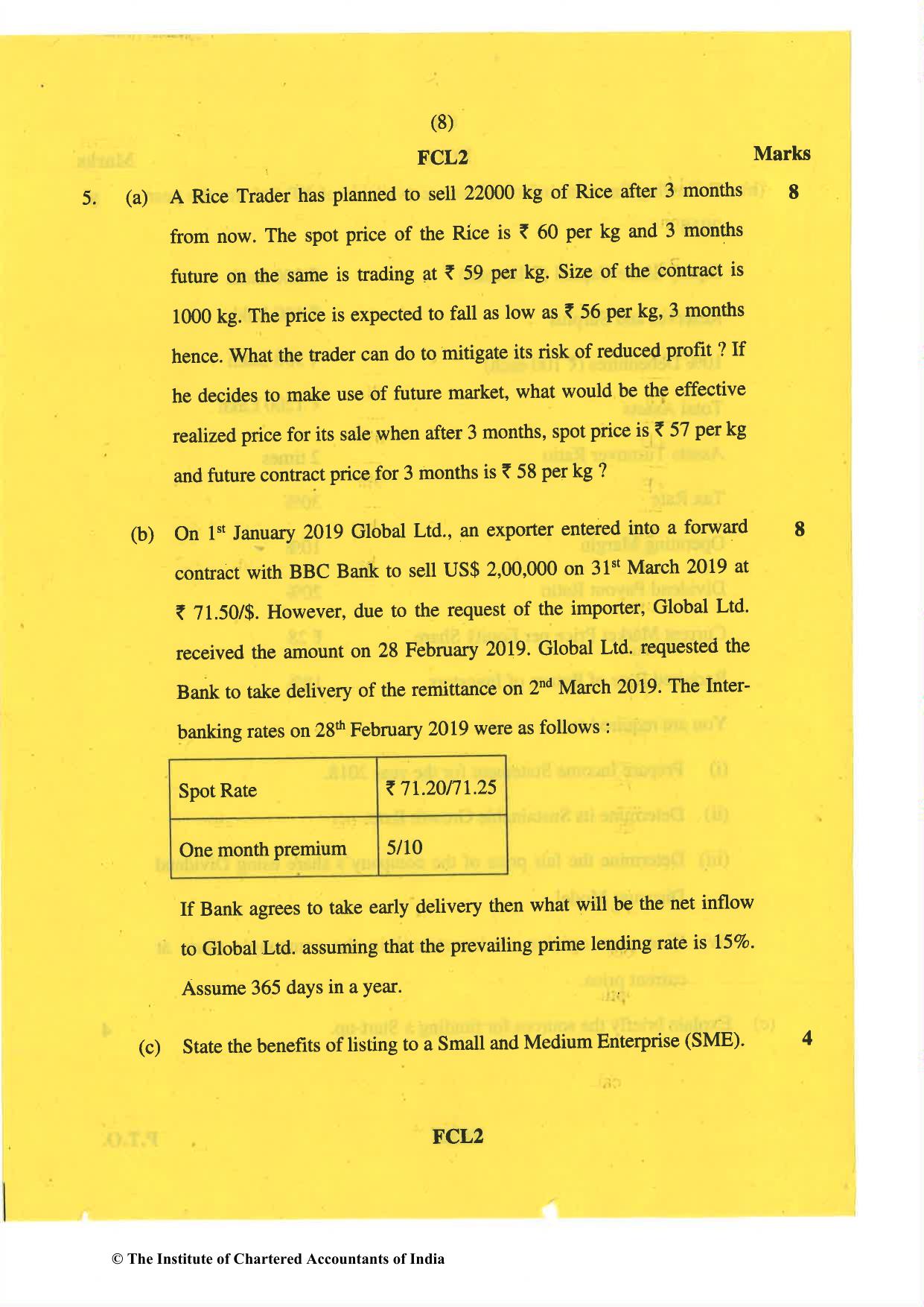 CA Final May 2019 Question Paper - Paper 2 – Strategic Financial Management - Page 8