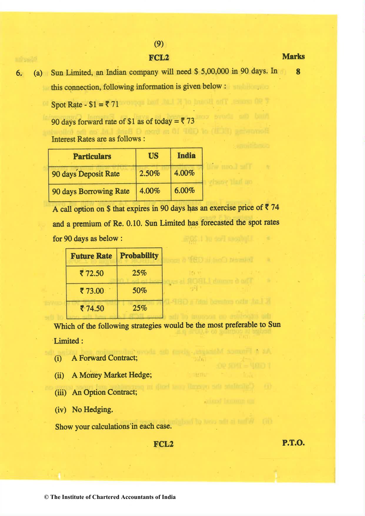 CA Final May 2019 Question Paper - Paper 2 – Strategic Financial Management - Page 9