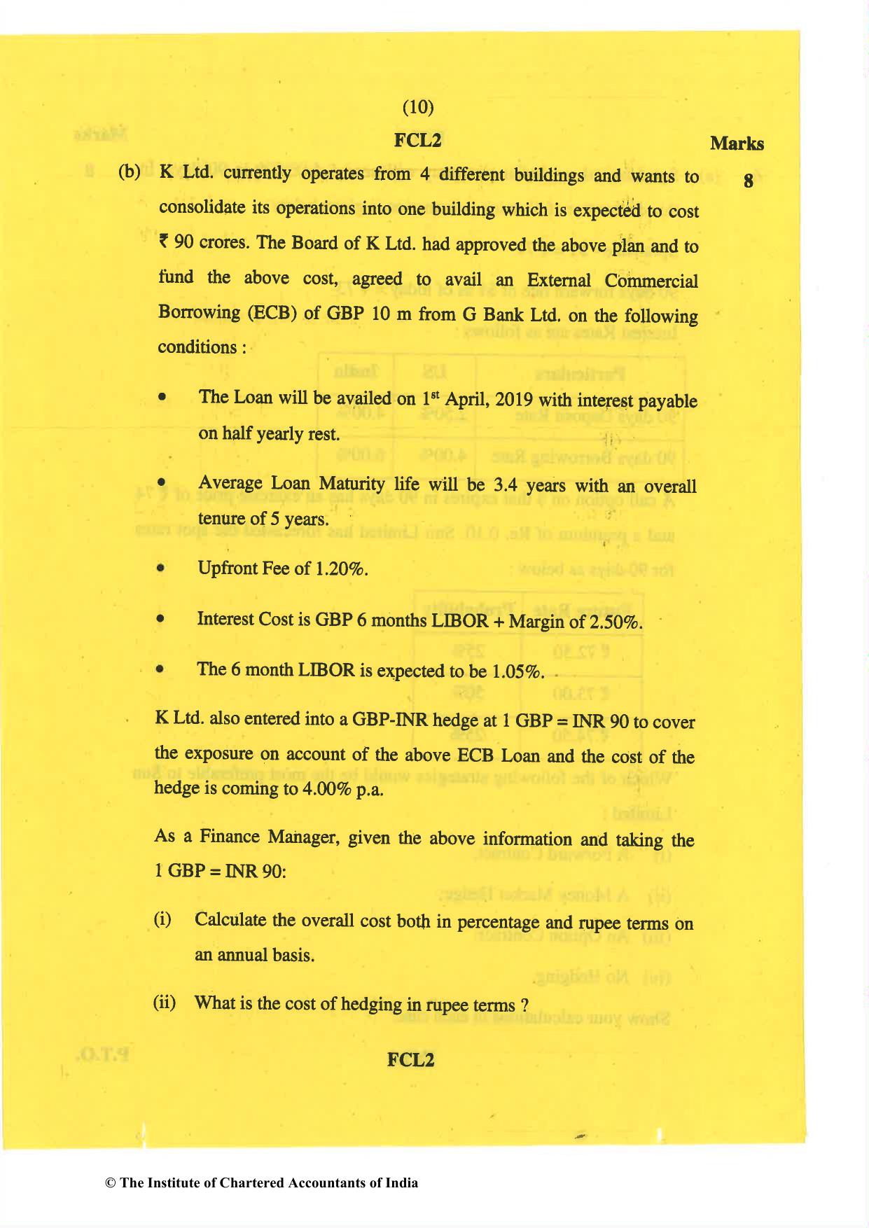 CA Final May 2019 Question Paper - Paper 2 – Strategic Financial Management - Page 10