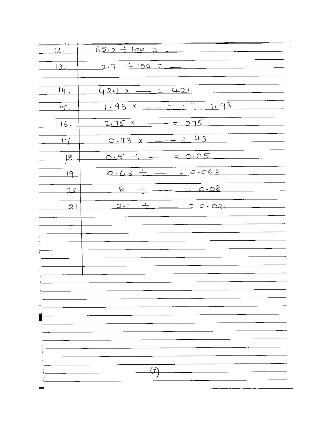 Worksheet for Class 5 Maths Decimals Assignment 4 - Page 3
