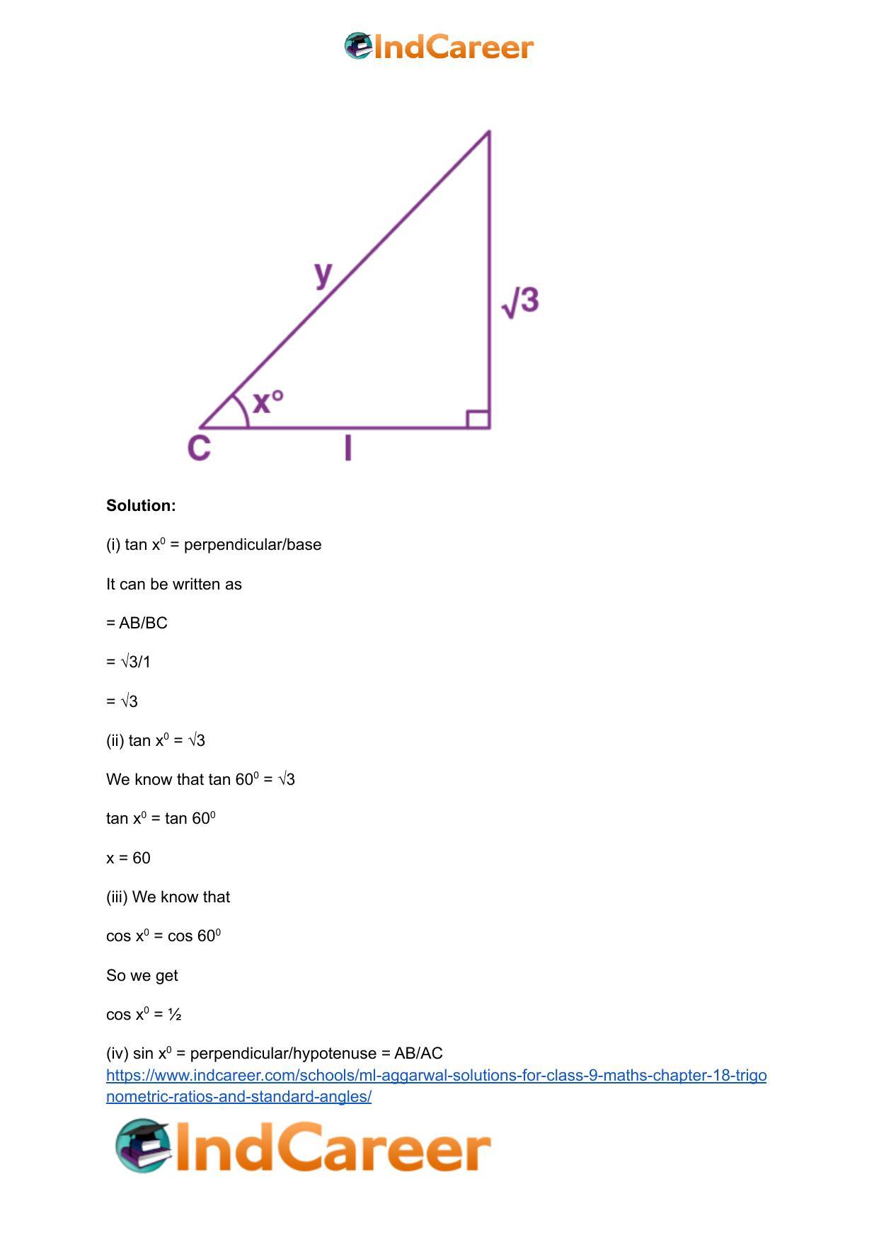 ML Aggarwal Solutions for Class 9 Maths Chapter 18- Trigonometric Ratios and Standard Angles - Page 22