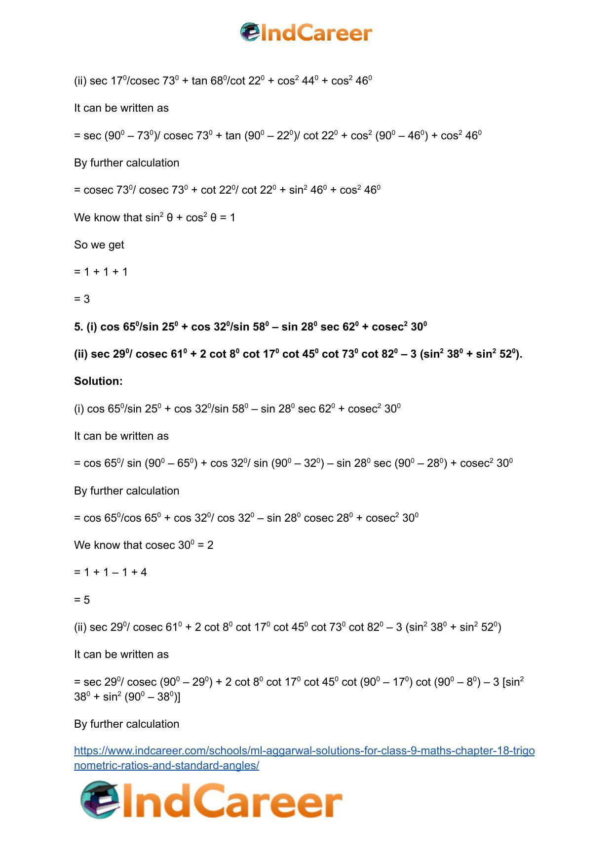 ML Aggarwal Solutions for Class 9 Maths Chapter 18- Trigonometric Ratios and Standard Angles - Page 40