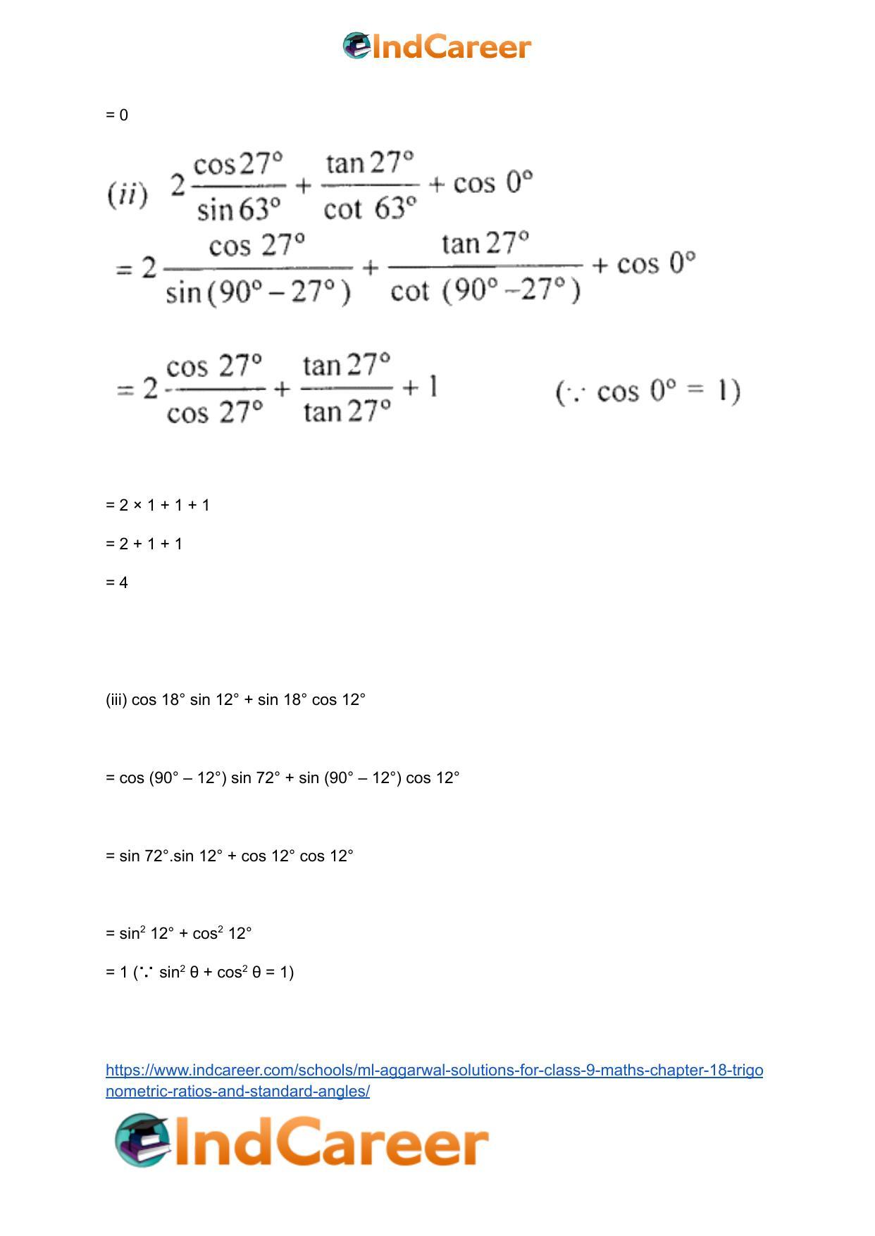 ML Aggarwal Solutions for Class 9 Maths Chapter 18- Trigonometric Ratios and Standard Angles - Page 68