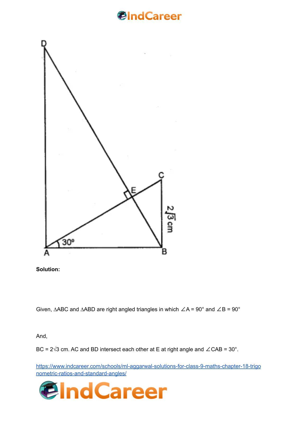 ML Aggarwal Solutions for Class 9 Maths Chapter 18- Trigonometric Ratios and Standard Angles - Page 73