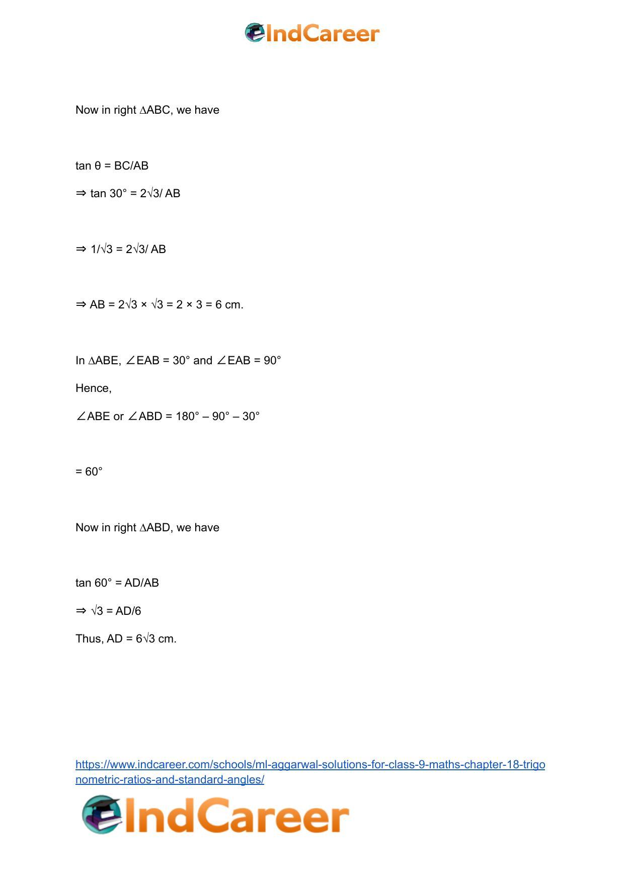 ML Aggarwal Solutions for Class 9 Maths Chapter 18- Trigonometric Ratios and Standard Angles - Page 74