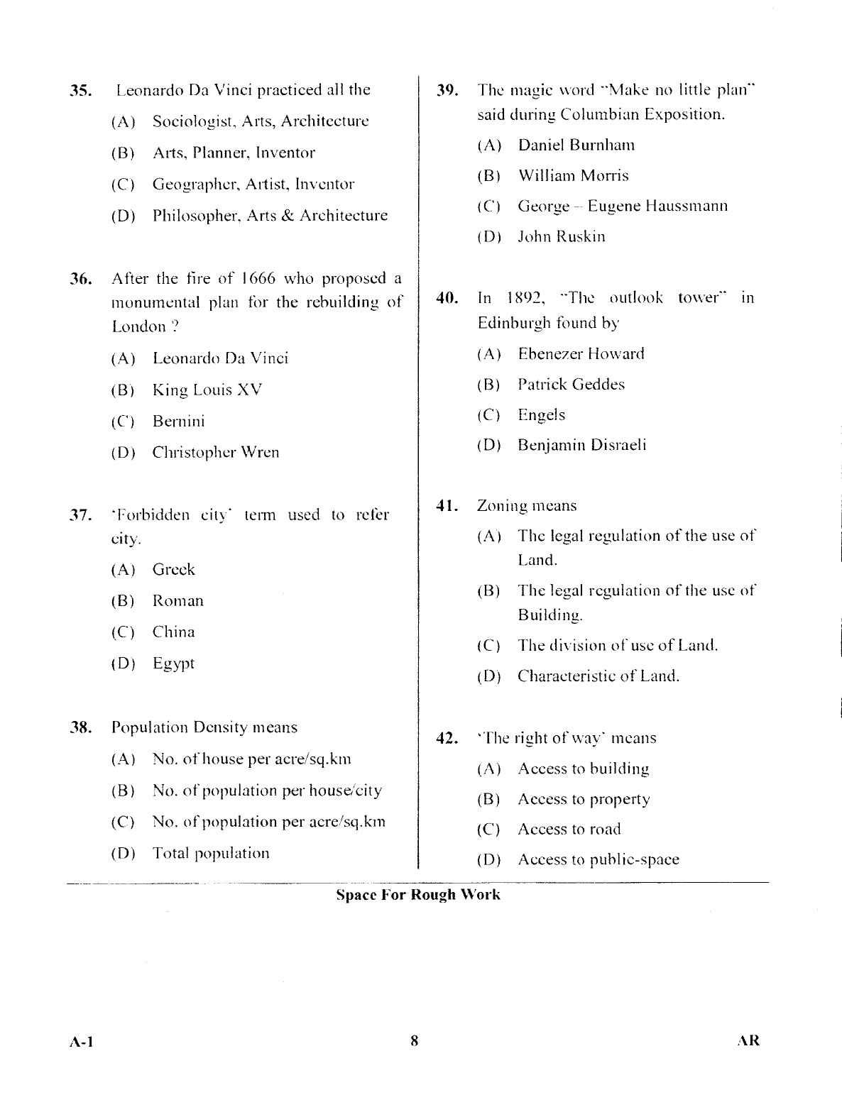 Karnataka PGCET 2017 Architecture Question Paper - Page 8